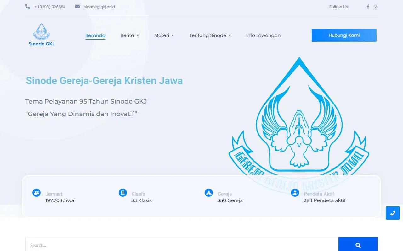 Tampilan website resmi Gereja Kristen Jawa (sinodegkj.or.id)