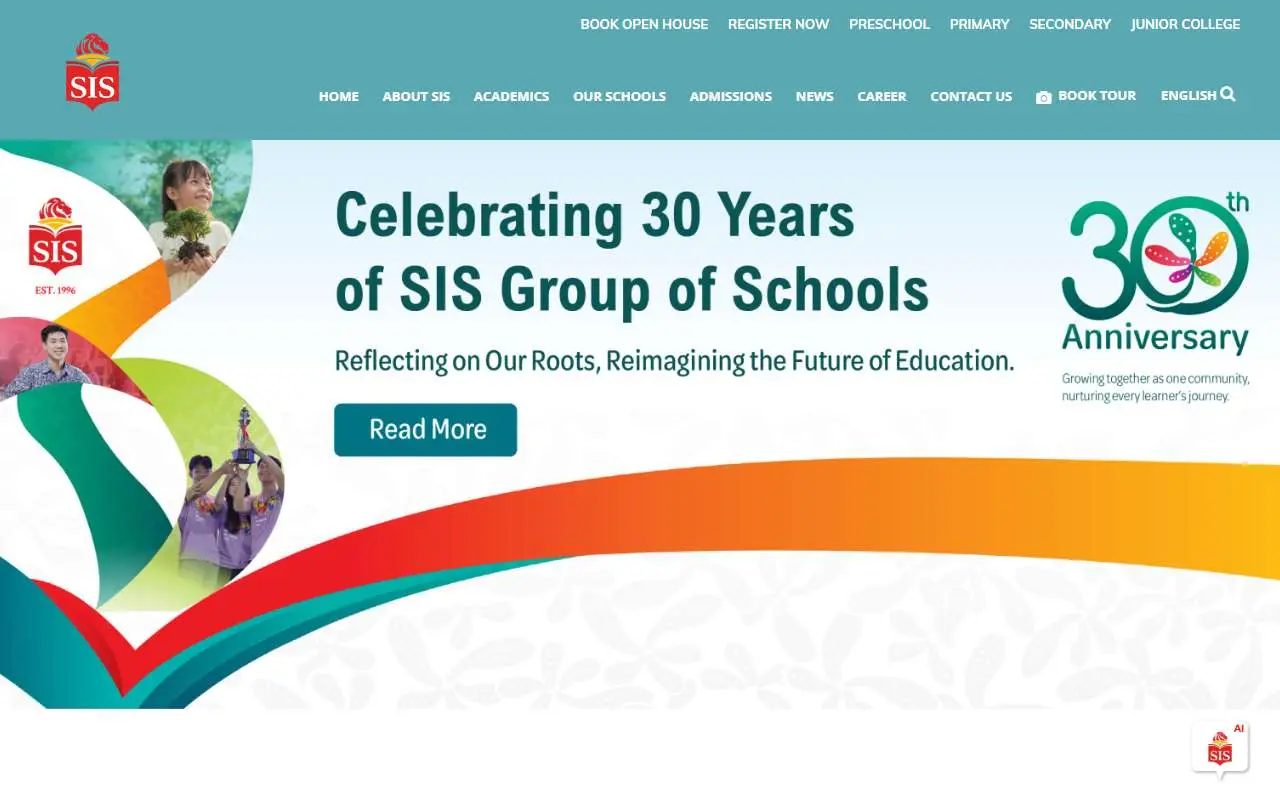 Tampilan website resmi SIS Group of Schools (sisschools.org)