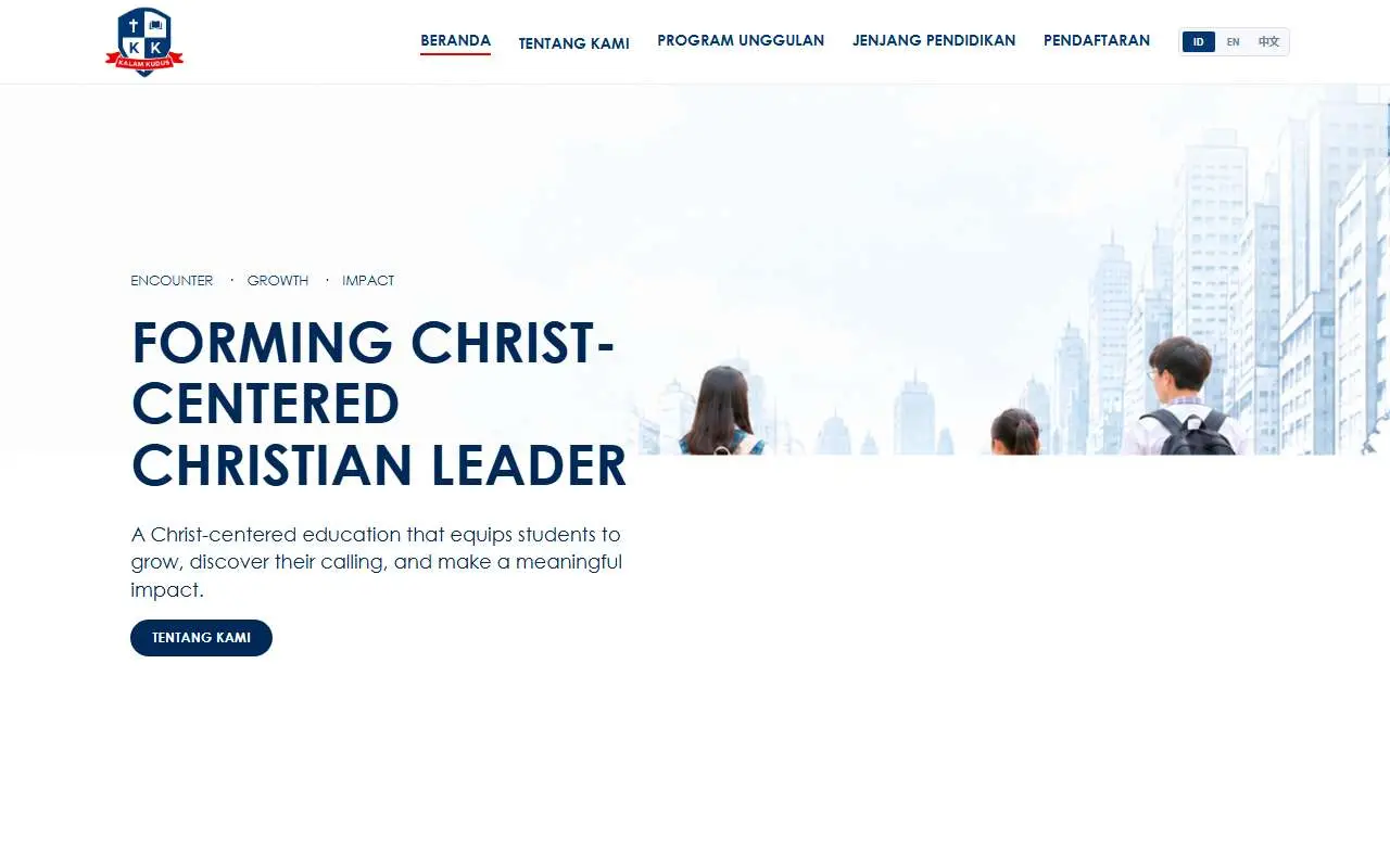Tampilan website resmi SD Kristen Kalam Kudus (skkkbandung.or.id)