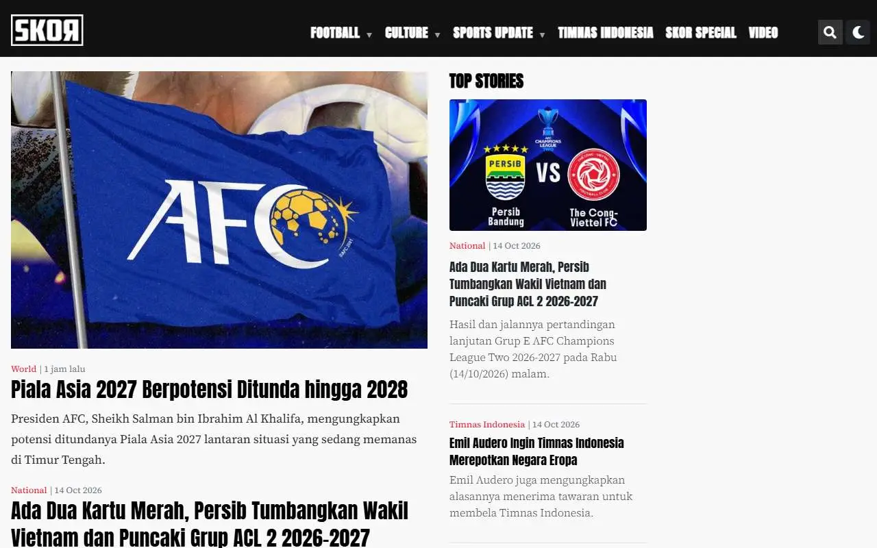 Tampilan website resmi Skor.id (skor.id)