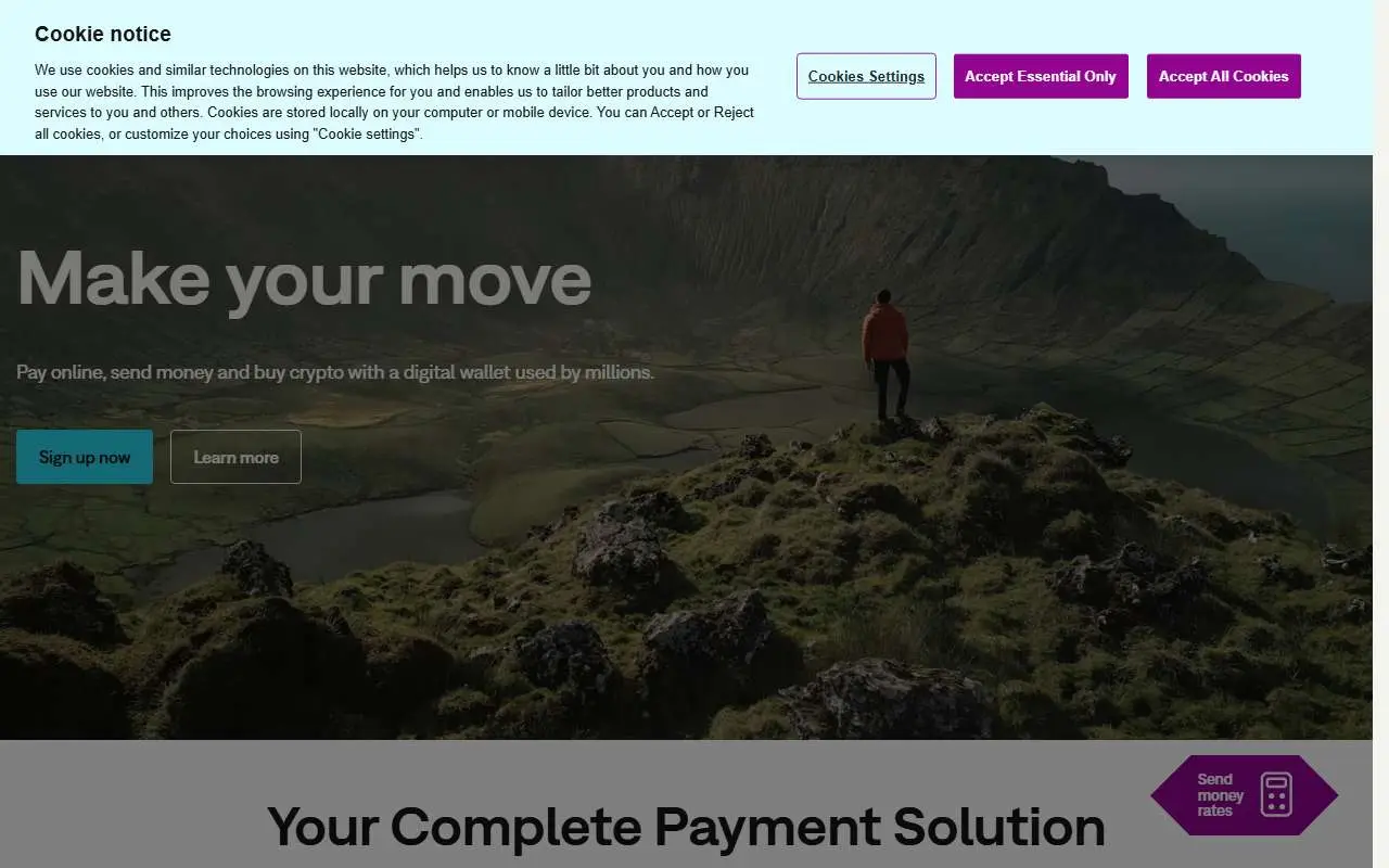 Tampilan website resmi Skrill (skrill.com)