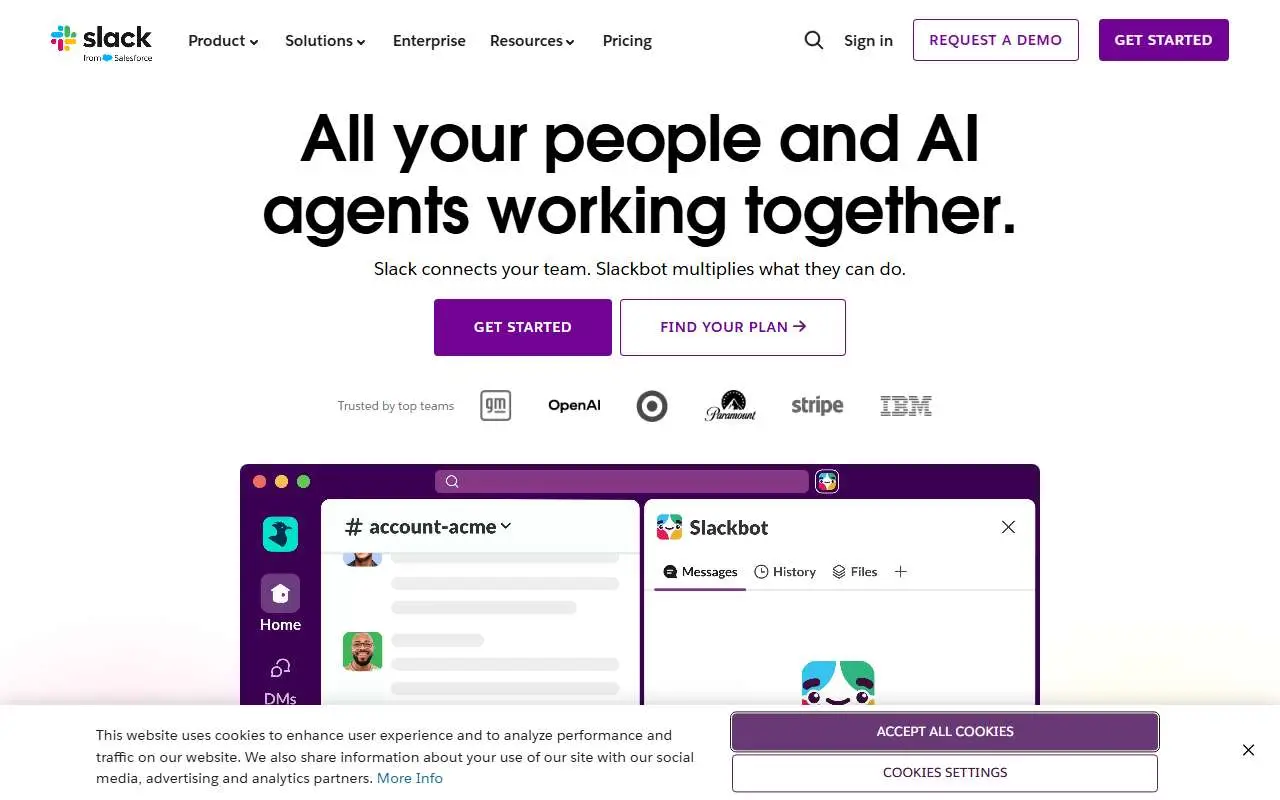 Tampilan website resmi Slack (slack.com)