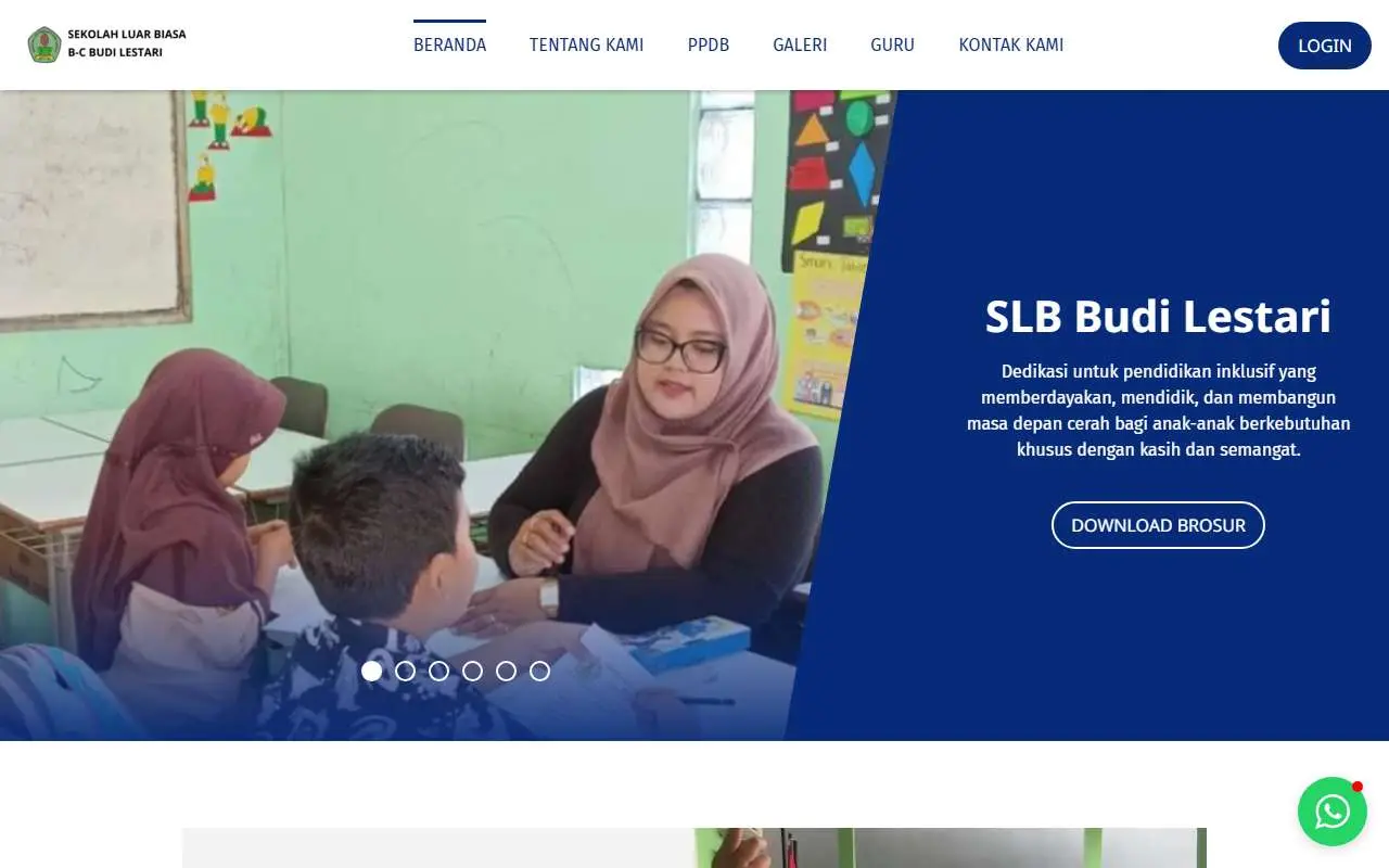 Tampilan website resmi SLB BC Budi Lestari (slbbcbudilestari.sch.id)