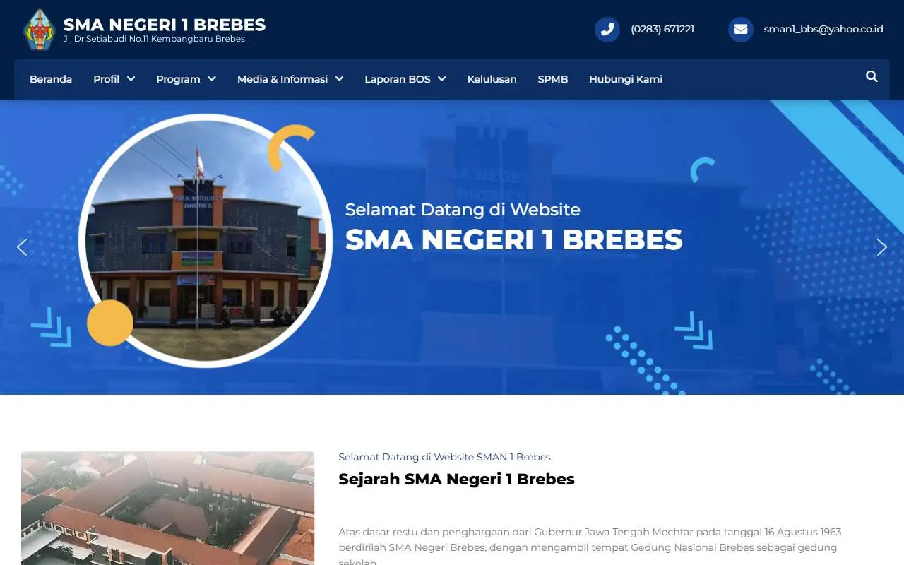 Tampilan website resmi SMA Negeri 1 Brebes (sma1brebes.sch.id)