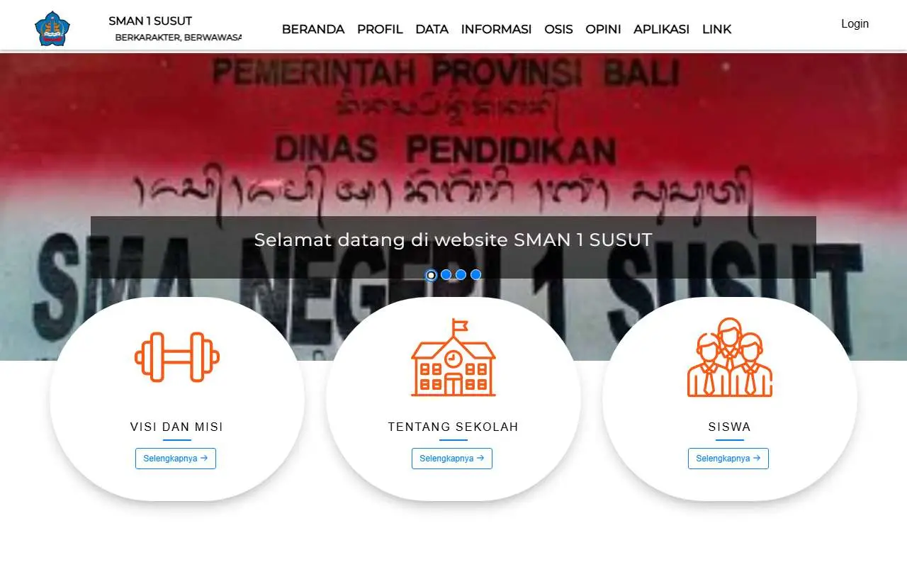 Tampilan website resmi SMA Negeri 1 Susut (sma1susutbangli.sch.id)