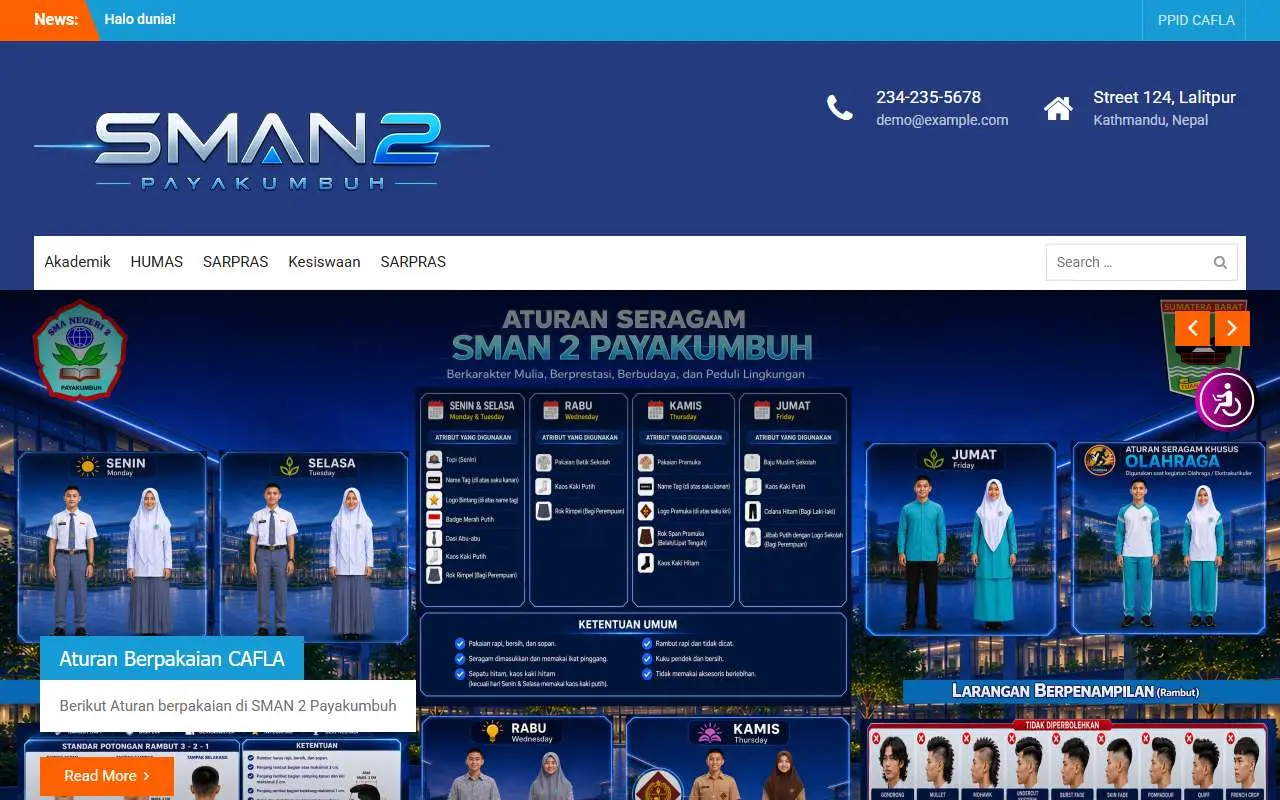 Tampilan website resmi SMA Negeri 2 Payakumbuh (sma2payakumbuh.sch.id)