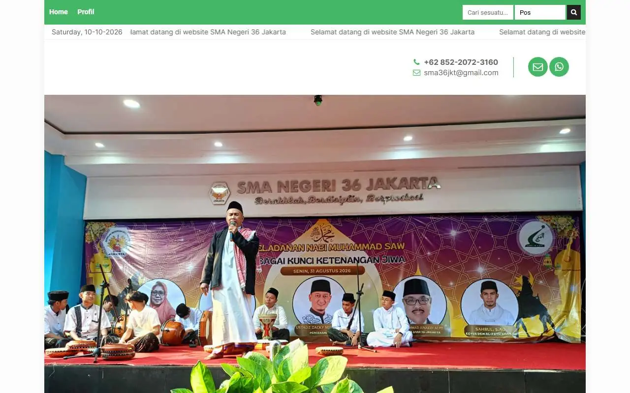 Tampilan website resmi SMA Negeri 36 Jakarta (sma36.sch.id)
