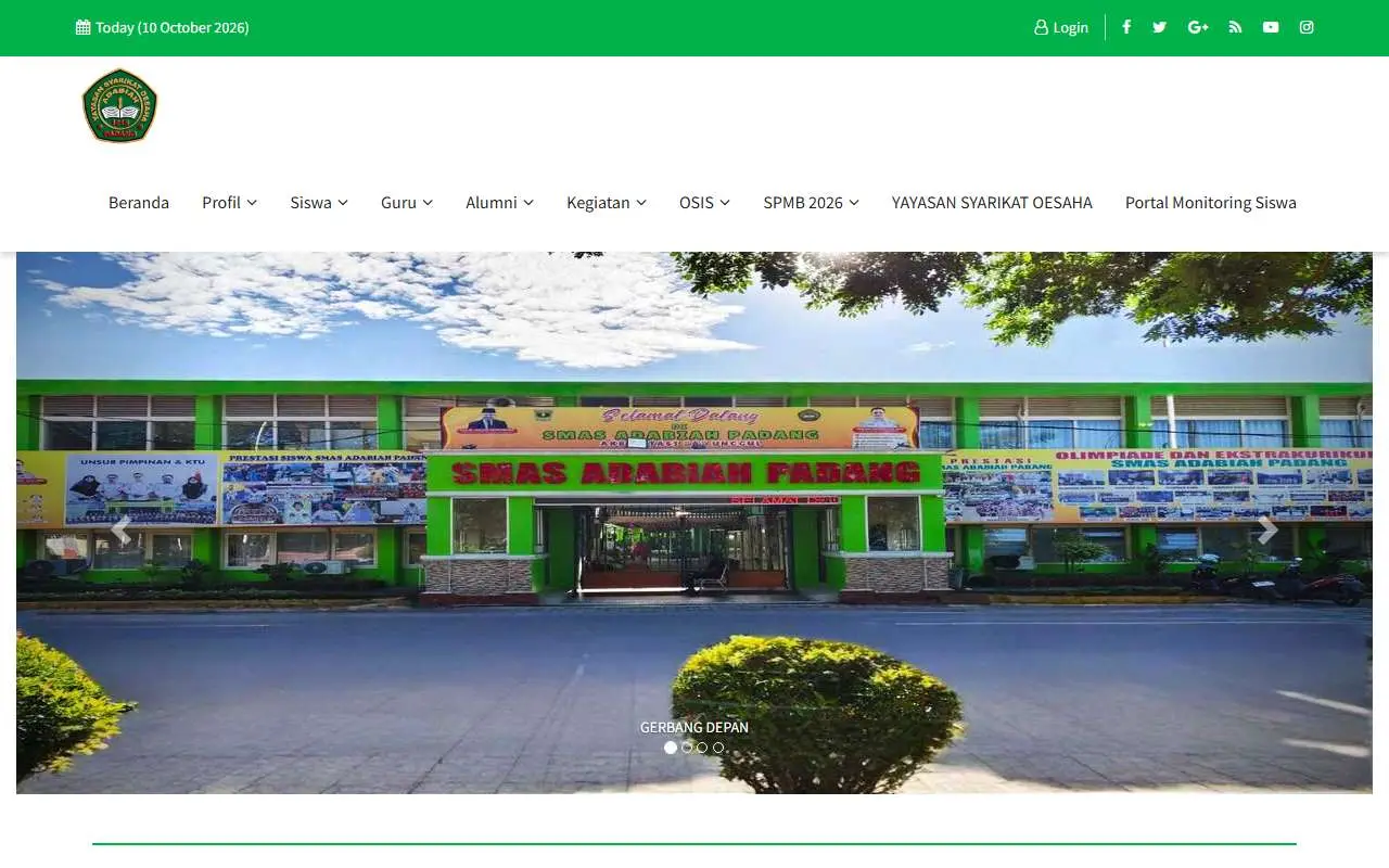 Tampilan website resmi SMA Adabiah Padang (smaadabiahpdg.sch.id)