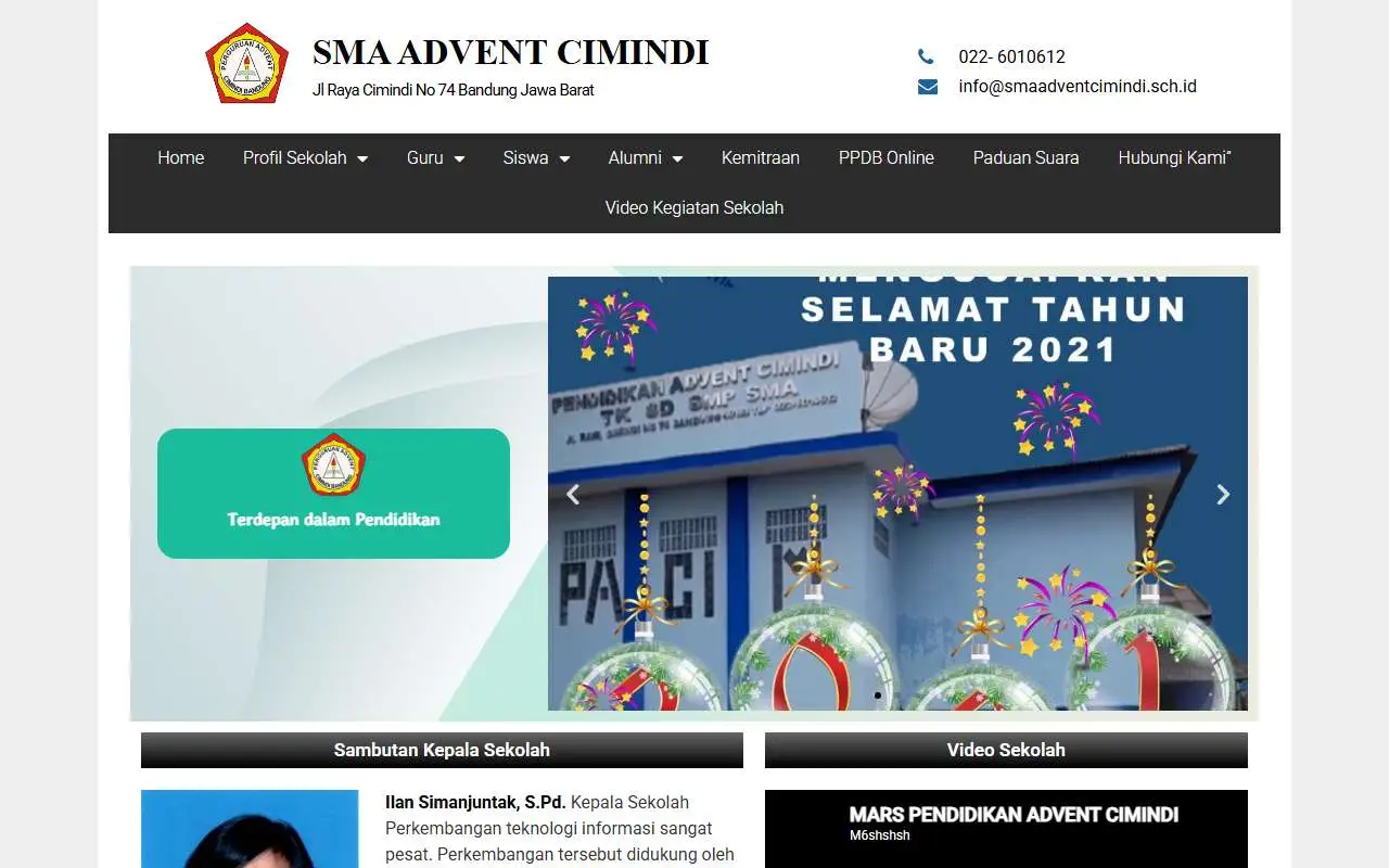 Tampilan website resmi SMA Advent Cimindi Bandung (smaadventcimindi.sch.id)