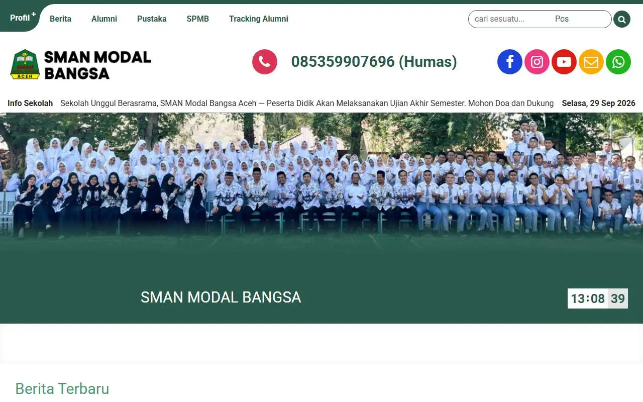 Tampilan website resmi SMA Negeri Modal Bangsa (sman-modalbangsa.sch.id)