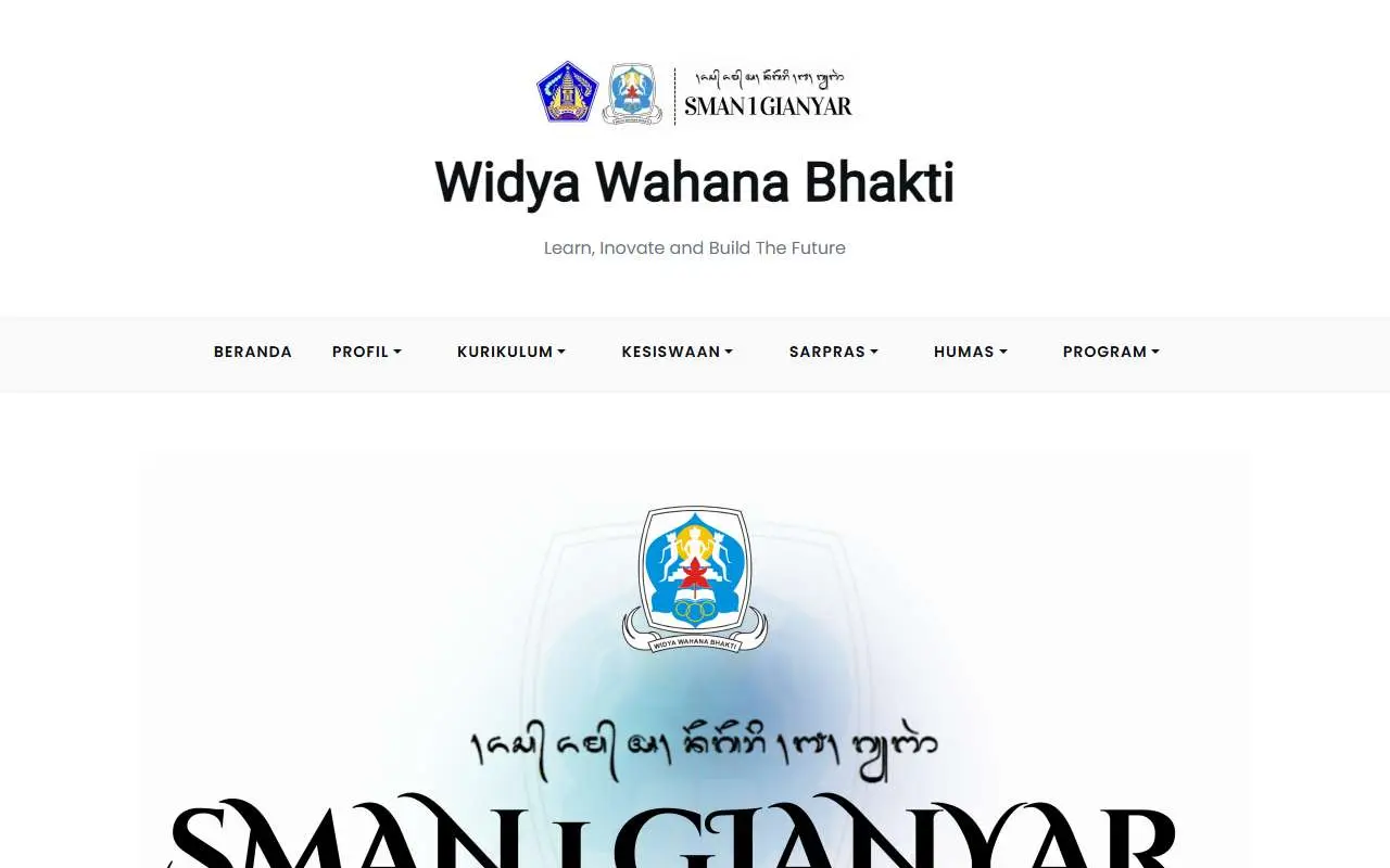 Tampilan website resmi SMA Negeri 1 Gianyar (sman1-gianyar.sch.id)