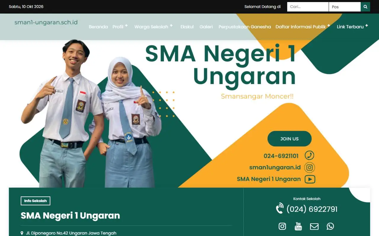 Tampilan website resmi SMA Negeri 1 Ungaran (sman1-ungaran.sch.id)