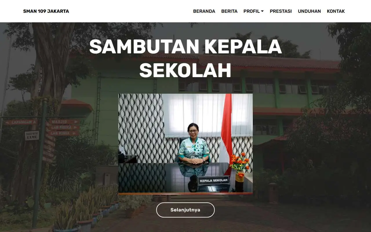 Tampilan website resmi SMA Negeri 109 Jakarta (sman109jkt.sch.id)