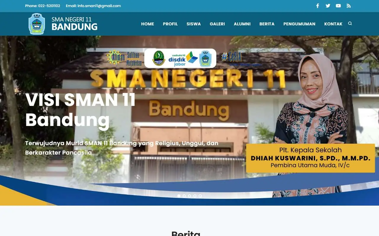 Tampilan website resmi SMA Negeri 11 Bandung (sman11bdg.sch.id)
