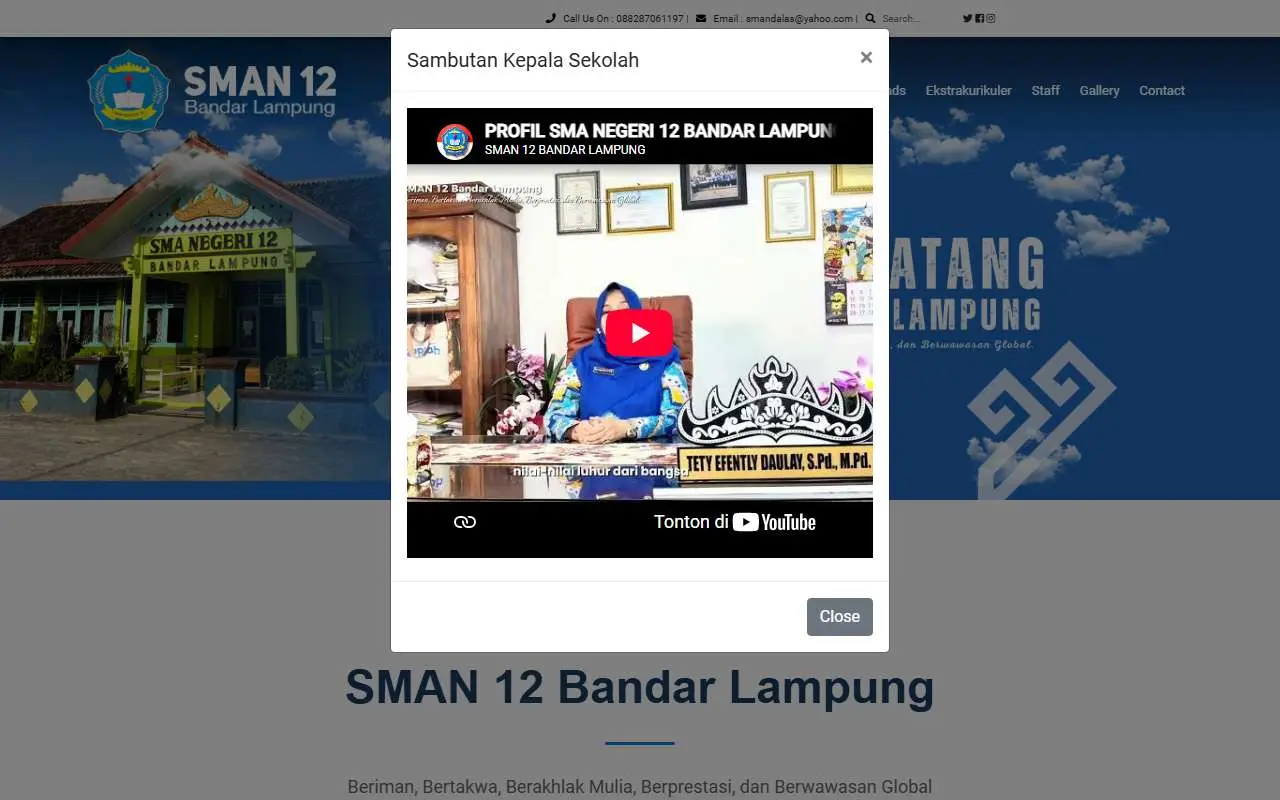 Tampilan website resmi SMA Negeri 12 Bandar Lampung (sman12bdl.sch.id)