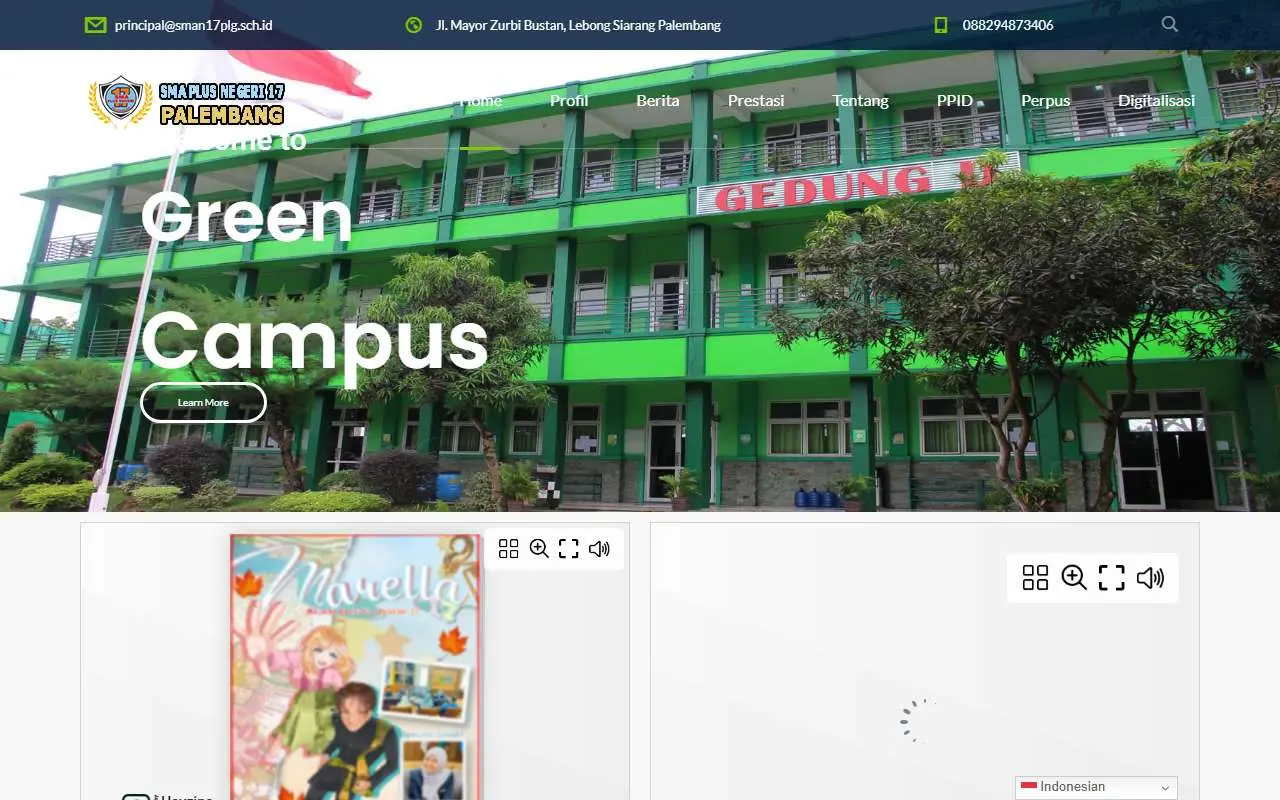 Tampilan website resmi SMA Negeri 17 Palembang (sman17plg.sch.id)