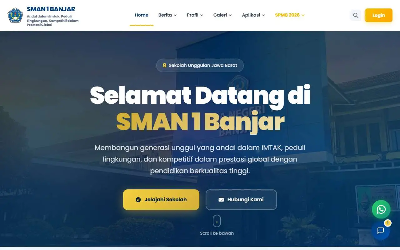 Tampilan website resmi SMA Negeri 1 Banjar (sman1banjar.sch.id)