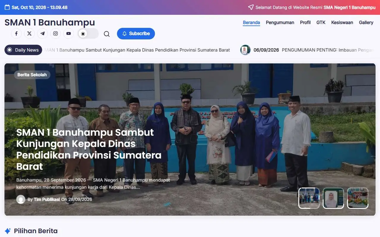 Tampilan website resmi SMA Negeri 1 Banuhampu (sman1banuhampu.sch.id)