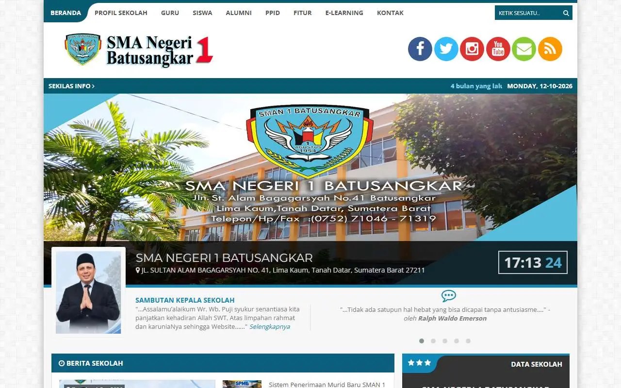 Tampilan website resmi SMA Negeri 1 Batu Sangkar (sman1batusangkar.sch.id)