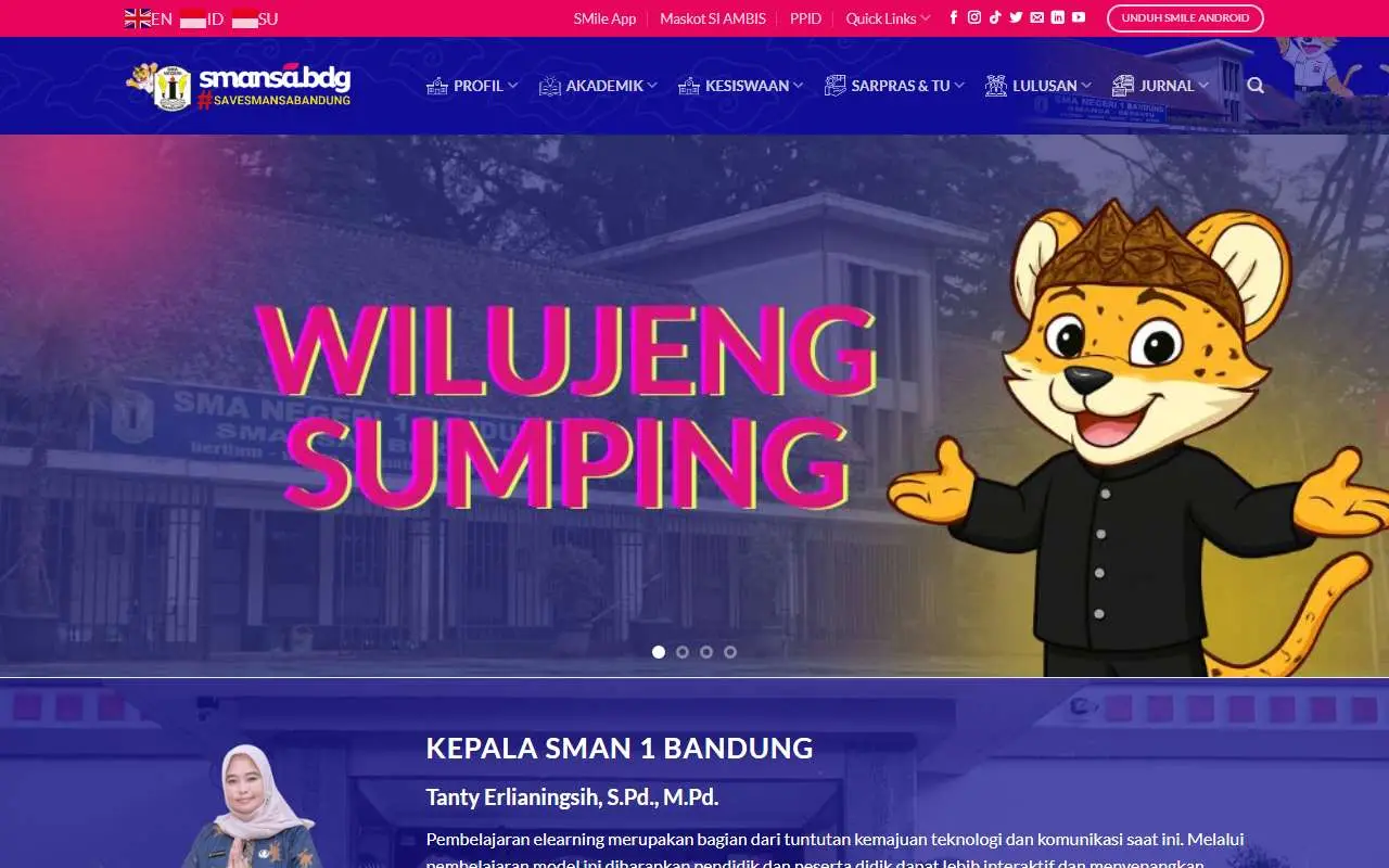 Tampilan website resmi SMA Negeri 1 Bandung (sman1bdg.sch.id)