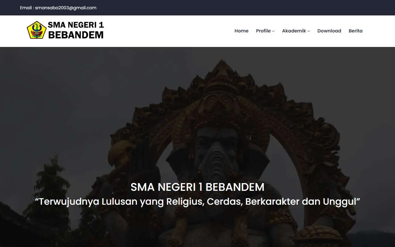 Tampilan website resmi SMA Negeri 1 Bebandem (sman1bebandem.sch.id)