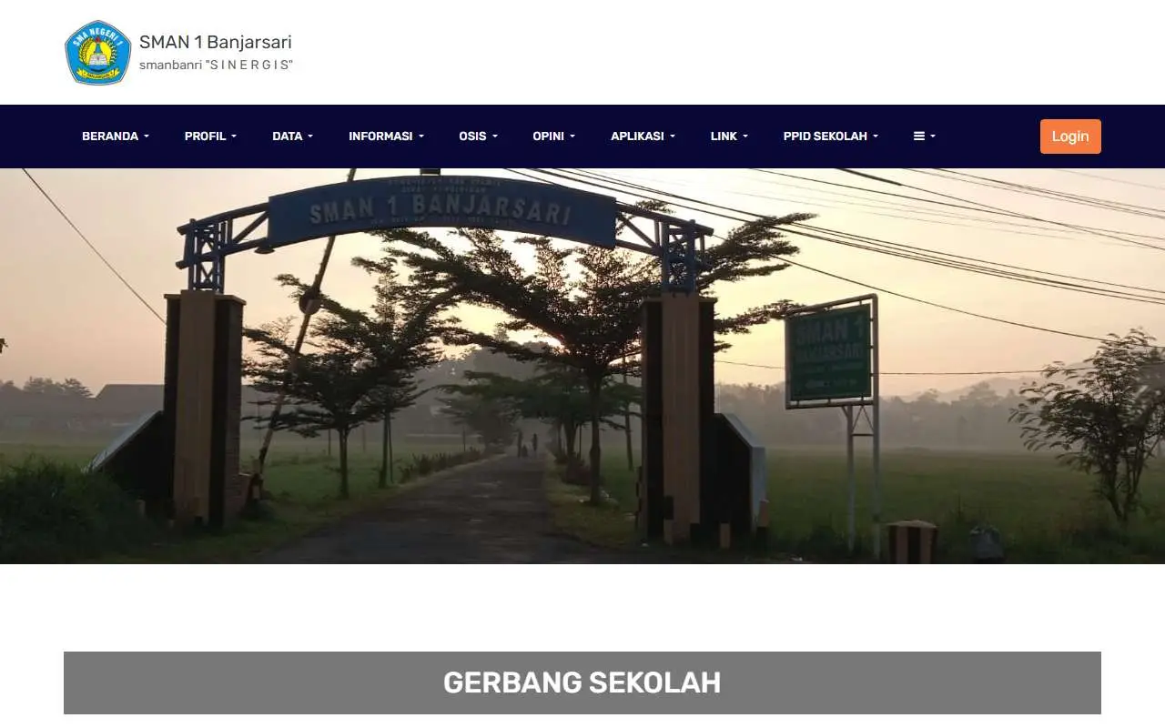 Tampilan website resmi SMA Negeri 1 Banjarsari (sman1bjrs.sch.id)