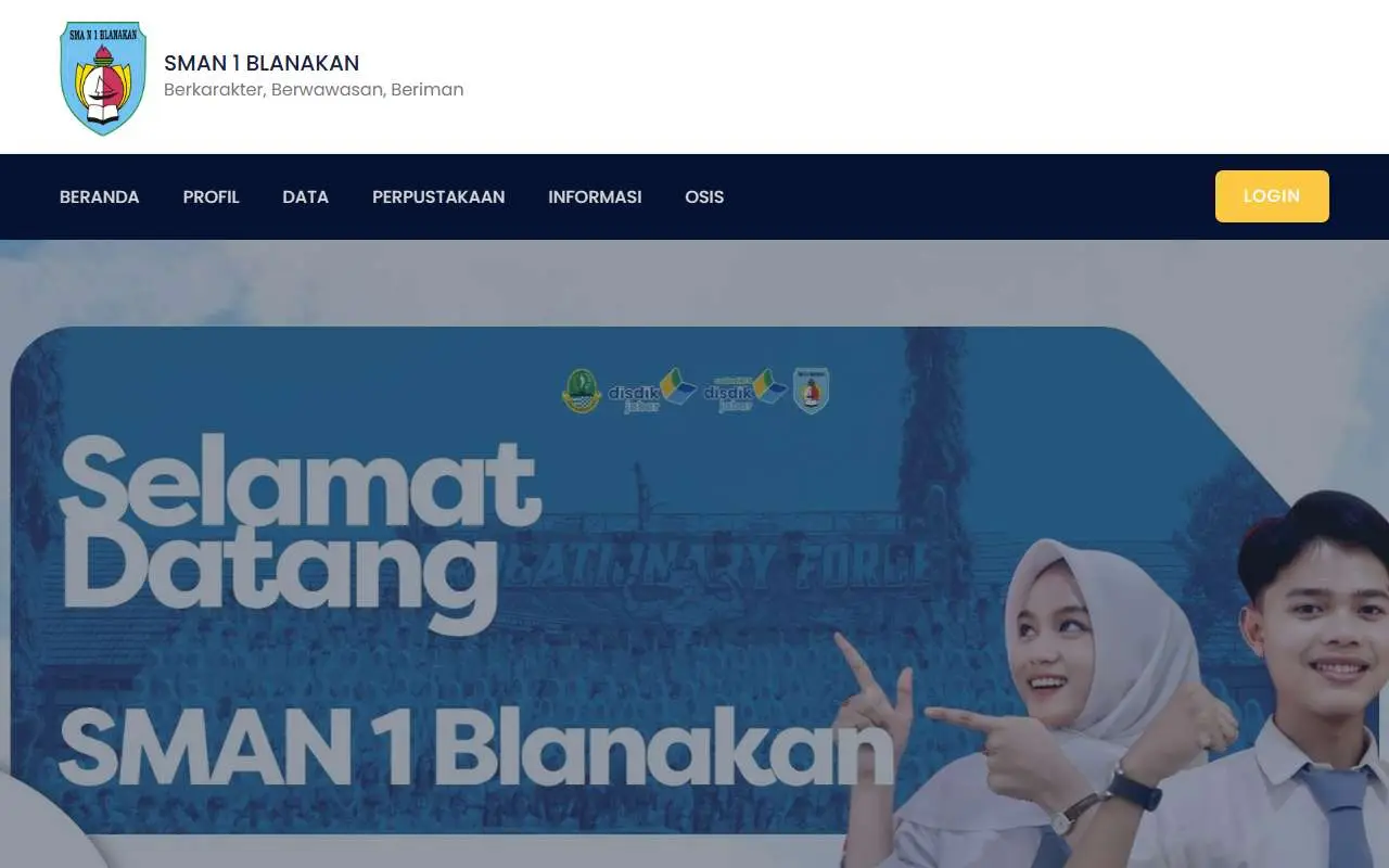 Tampilan website resmi SMA Negeri 1 Blanakan (sman1blanakan.sch.id)
