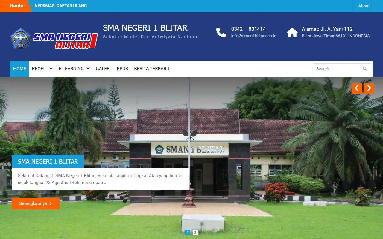 Tampilan website resmi SMA Negeri 1 Blitar (sman1blitar.sch.id)