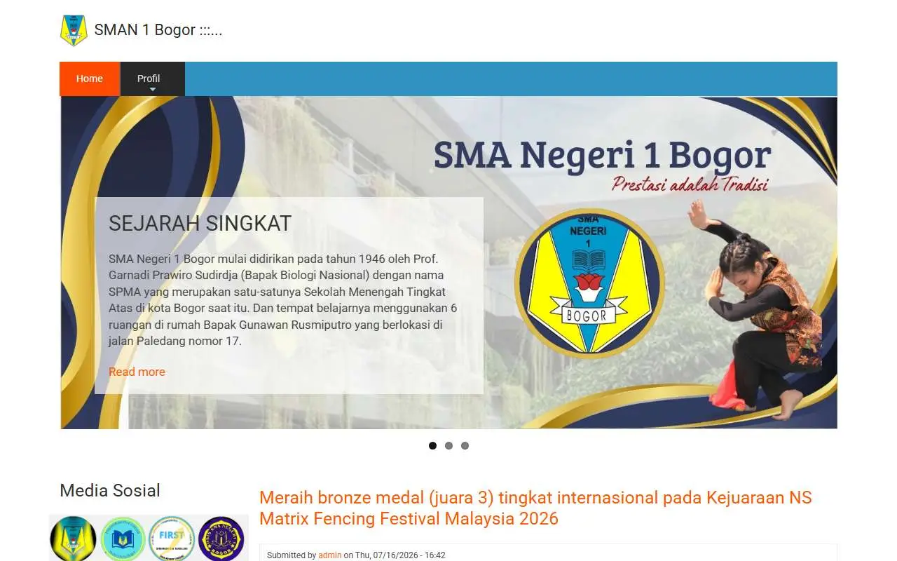 Tampilan website resmi SMA Negeri 1 Bogor (sman1bogor.sch.id)