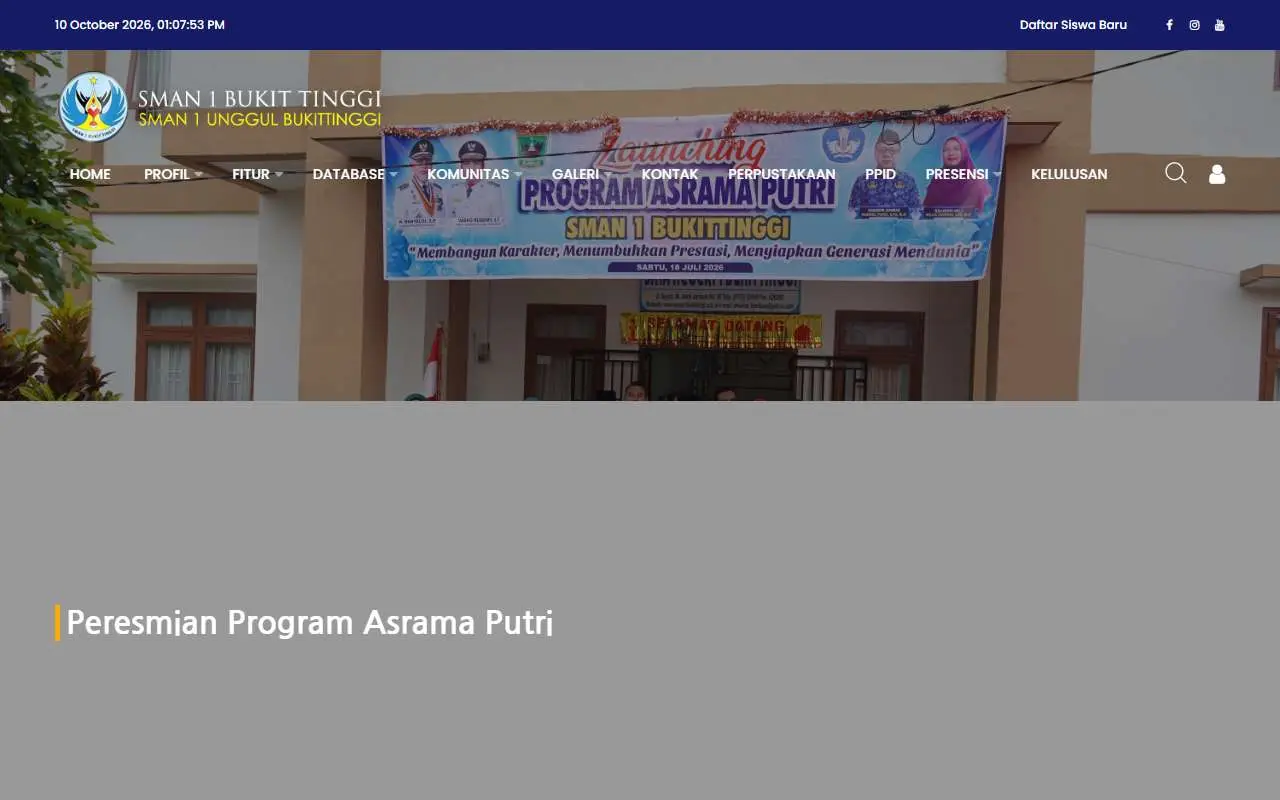Tampilan website resmi SMA Negeri 1 Bukittinggi (sman1bukittinggi.sch.id)