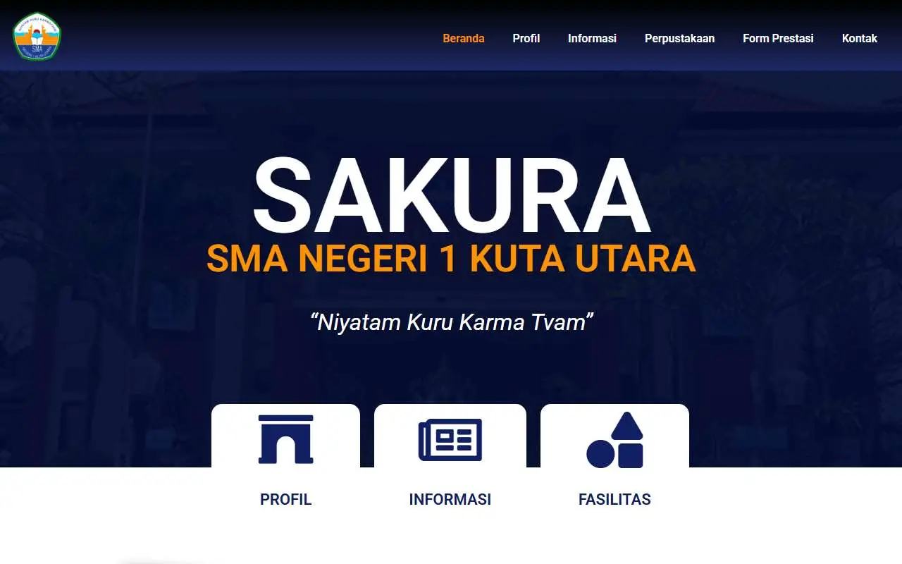Tampilan website resmi SMA Negeri 1 Kuta Utara (sman1kutautara.sch.id)