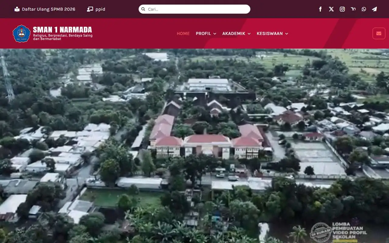 Tampilan website resmi SMA Negeri 1 Narmada (sman1narmada.sch.id)
