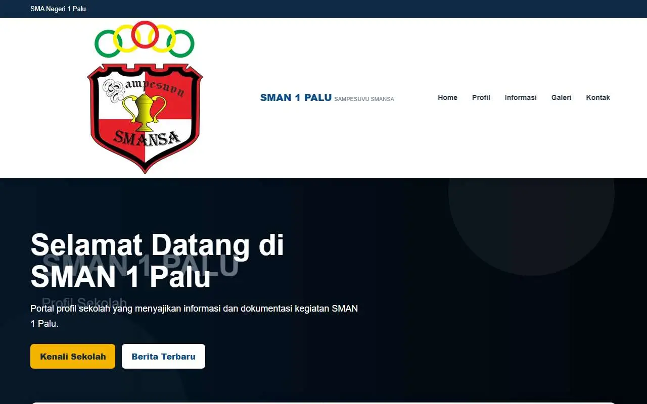 Tampilan website resmi SMA Negeri 1 Palu (sman1palu.sch.id)