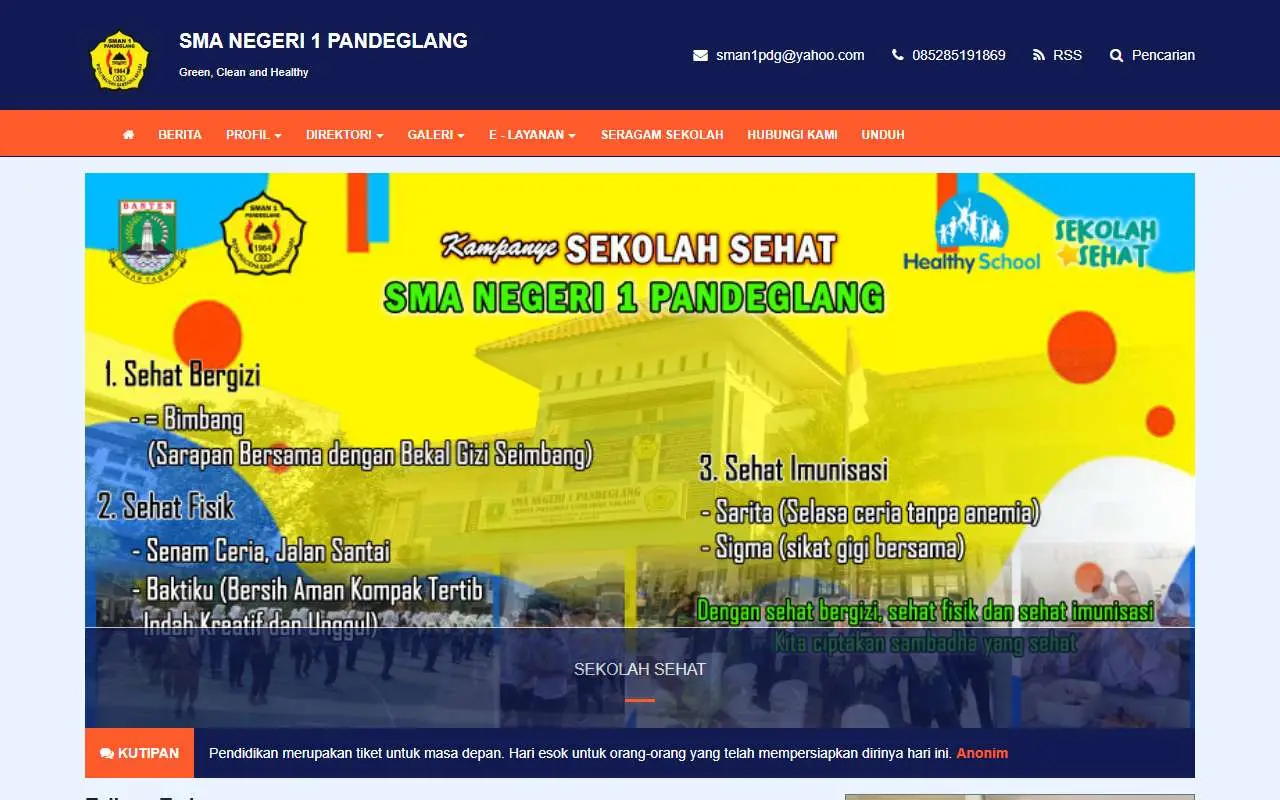 Tampilan website resmi SMA Negeri 1 Pandeglang (sman1pandeglang.sch.id)