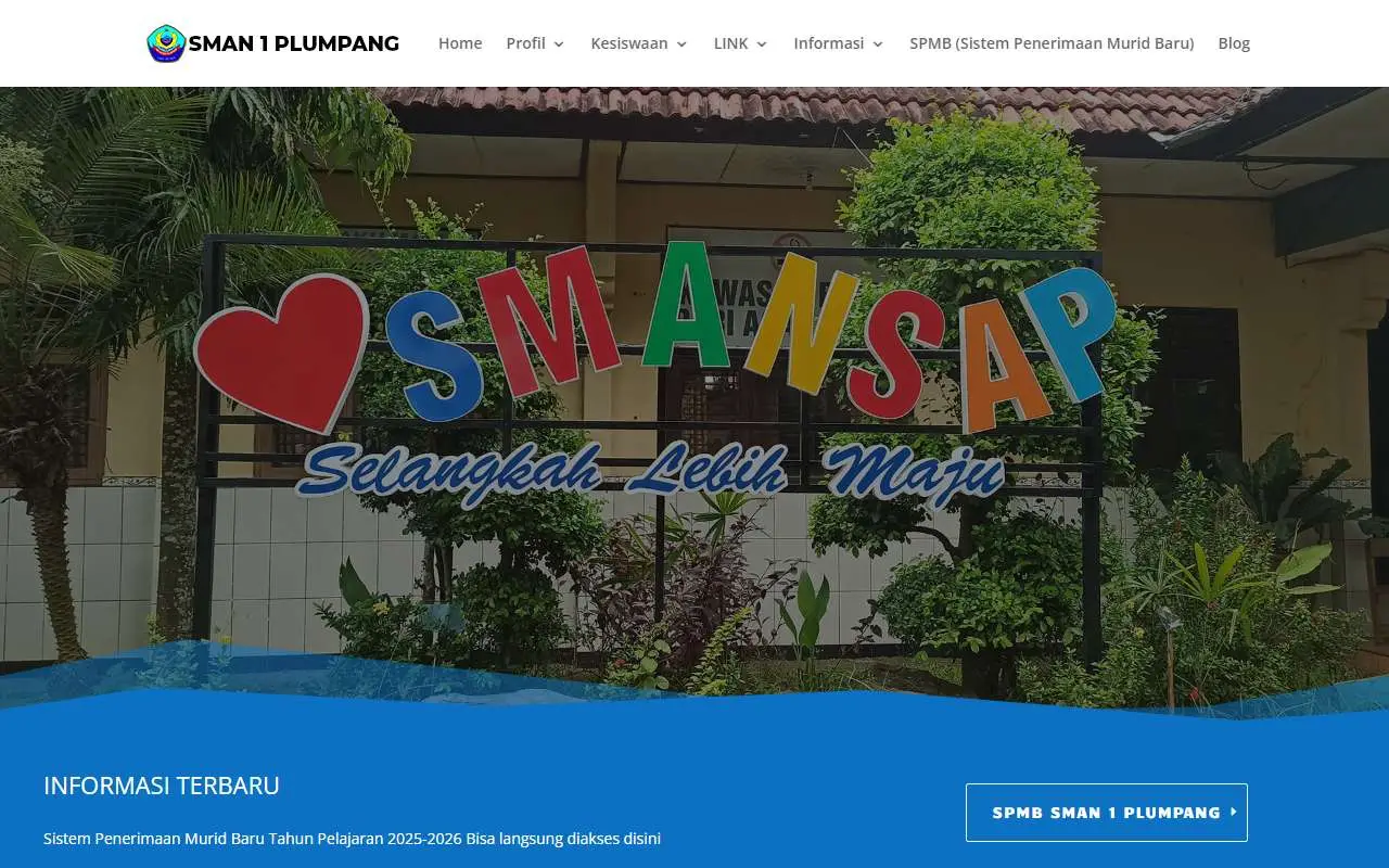 Tampilan website resmi SMA Negeri 1 Plumpang (sman1plumpang.sch.id)