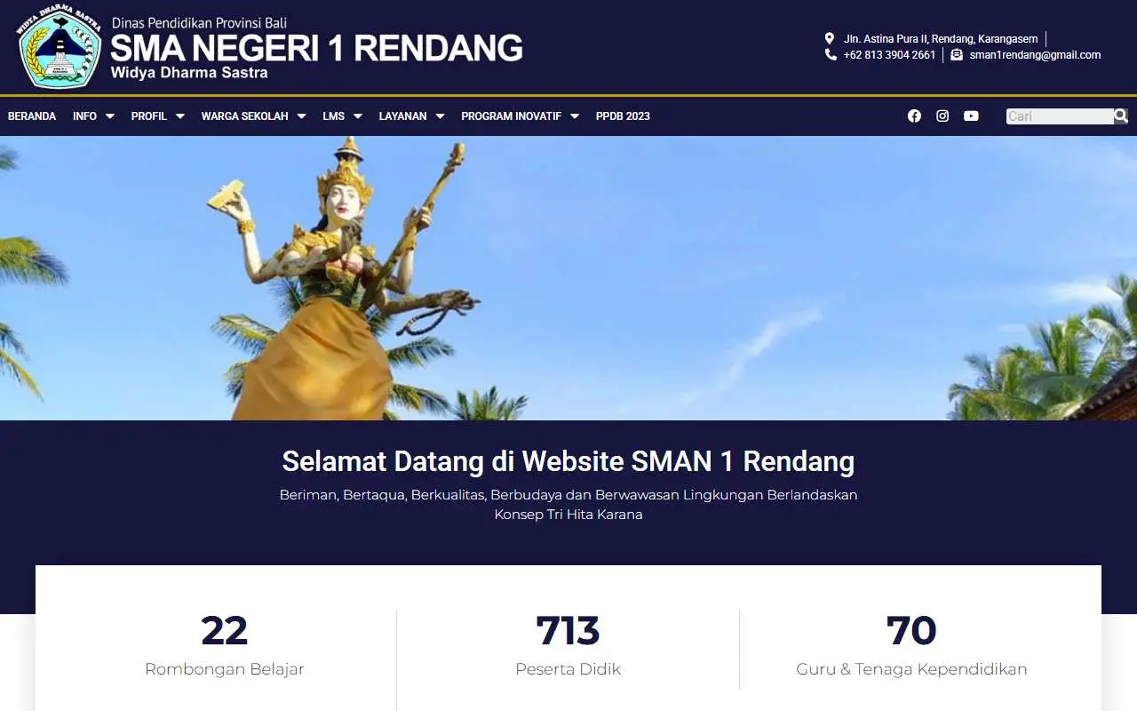 Tampilan website resmi SMA Negeri 1 Rendang (sman1rendang.sch.id)