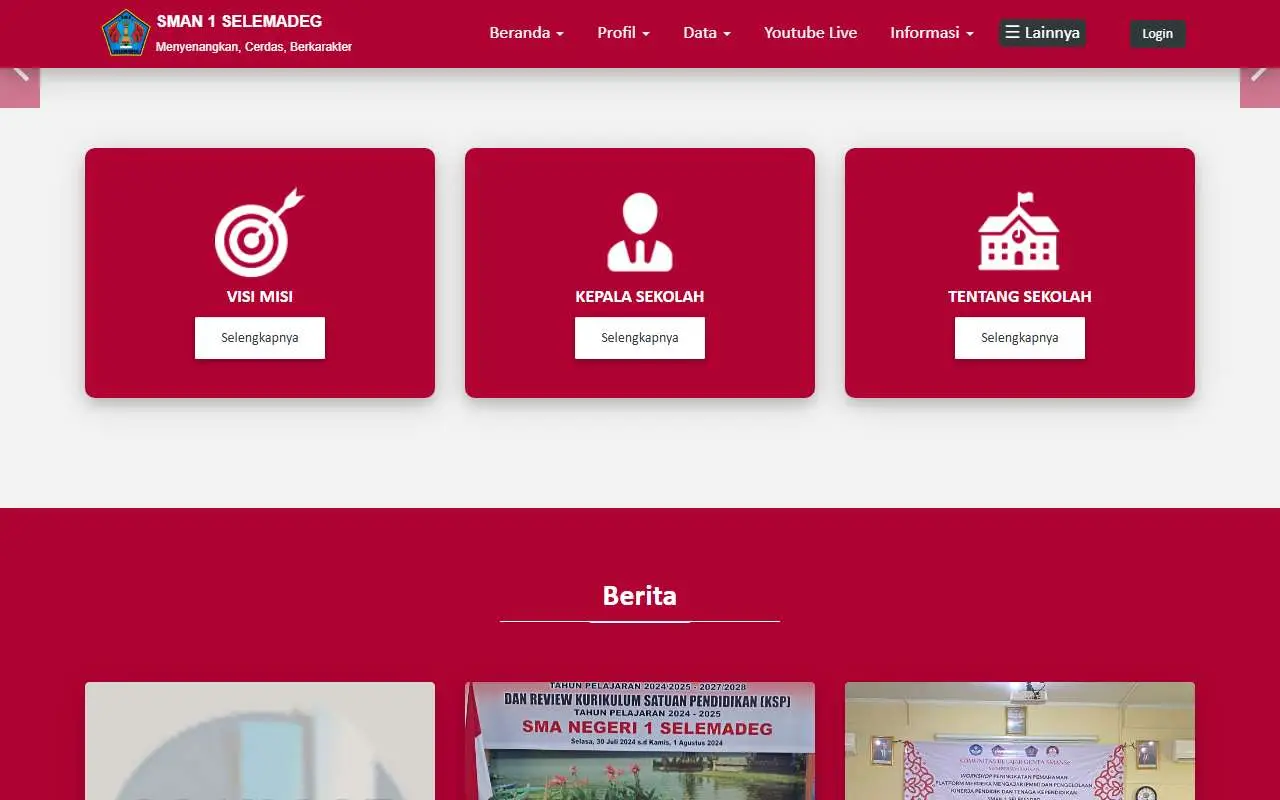 Tampilan website resmi SMA Negeri 1 Selemadeg (sman1selemadeg.sch.id)