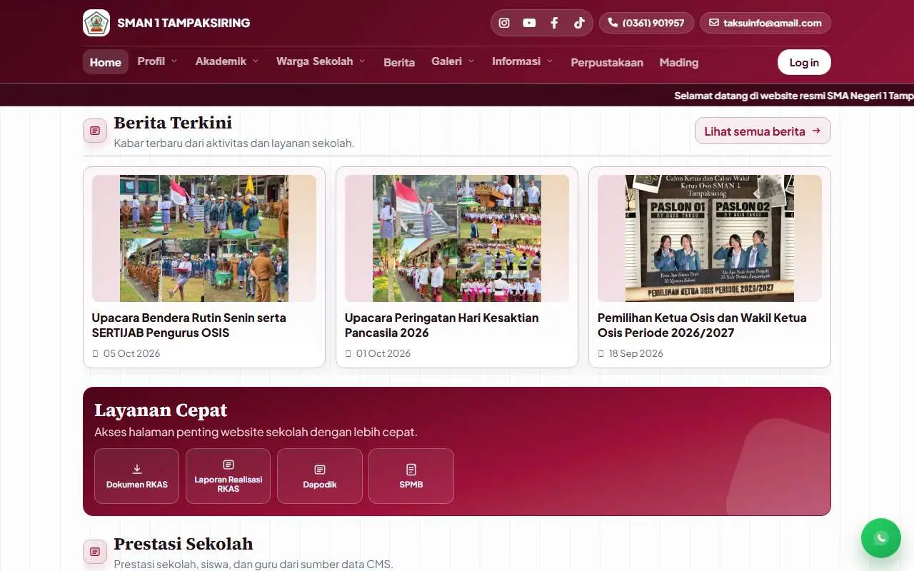 Tampilan website resmi SMA Negeri 1 Tampaksiring (sman1tampaksiring.sch.id)