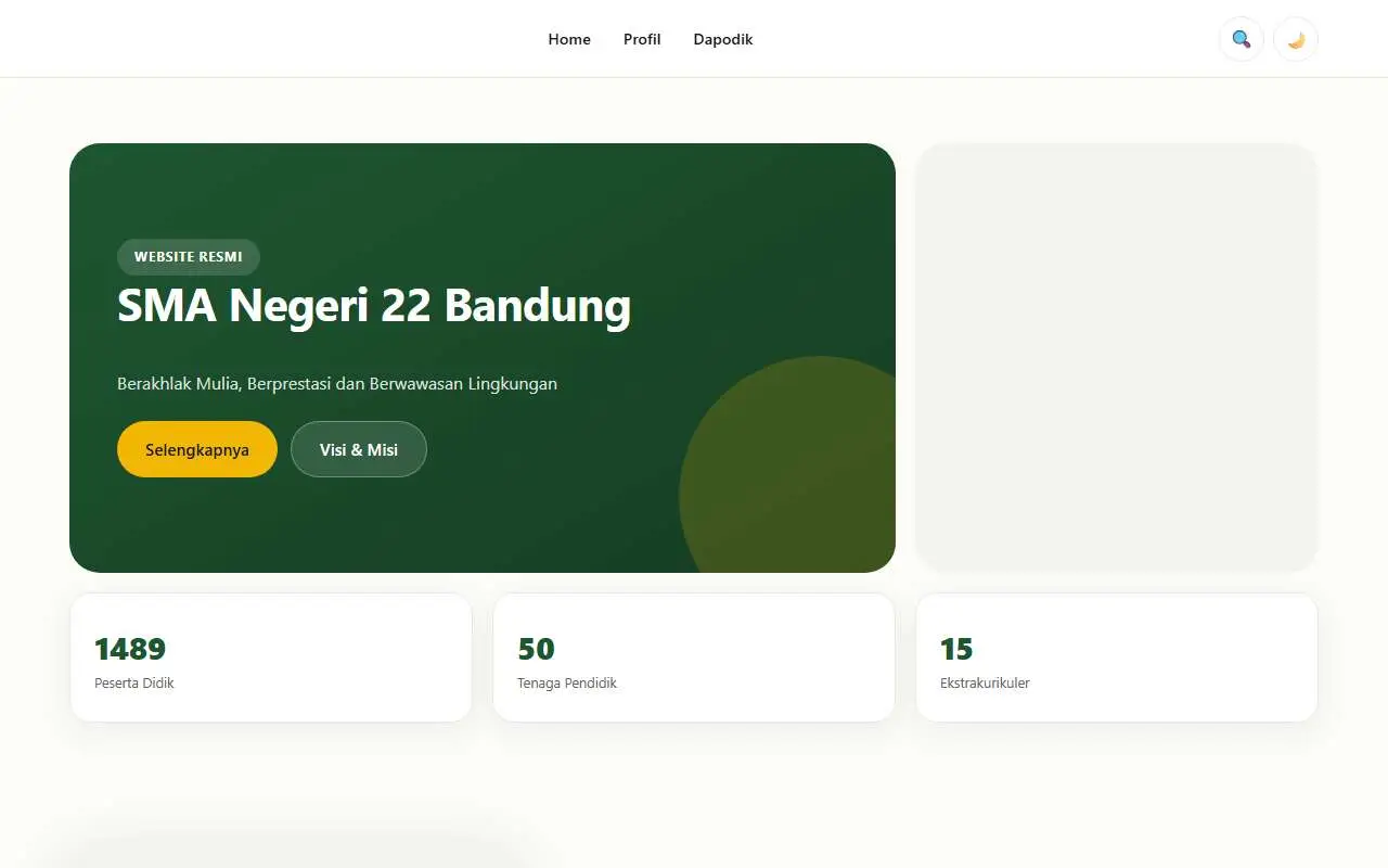Tampilan website resmi SMA Negeri 22 Bandung (sman22bdg.sch.id)