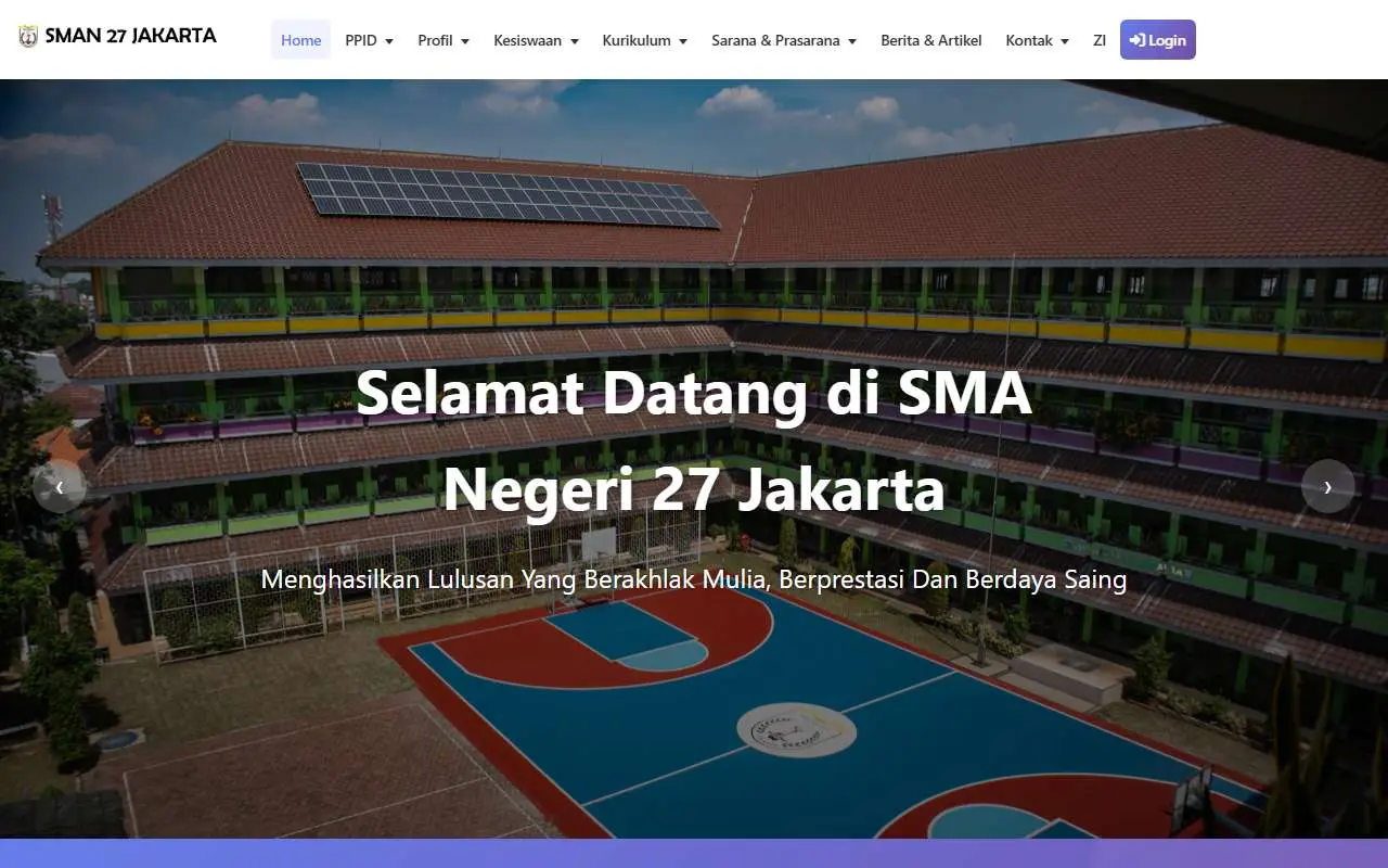 Tampilan website resmi SMA Negeri 27 Jakarta (sman27jkt.sch.id)