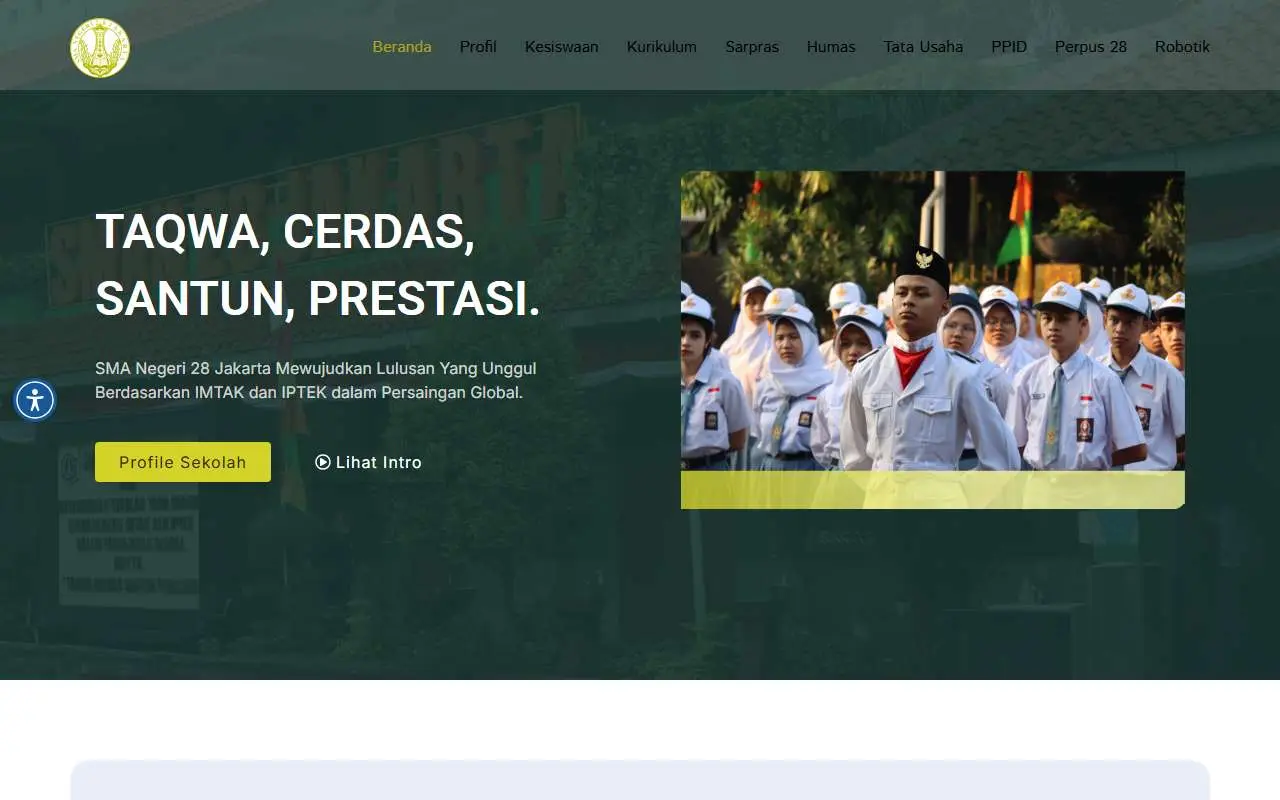 Tampilan website resmi SMA Negeri 28 Jakarta (sman28jkt.sch.id)