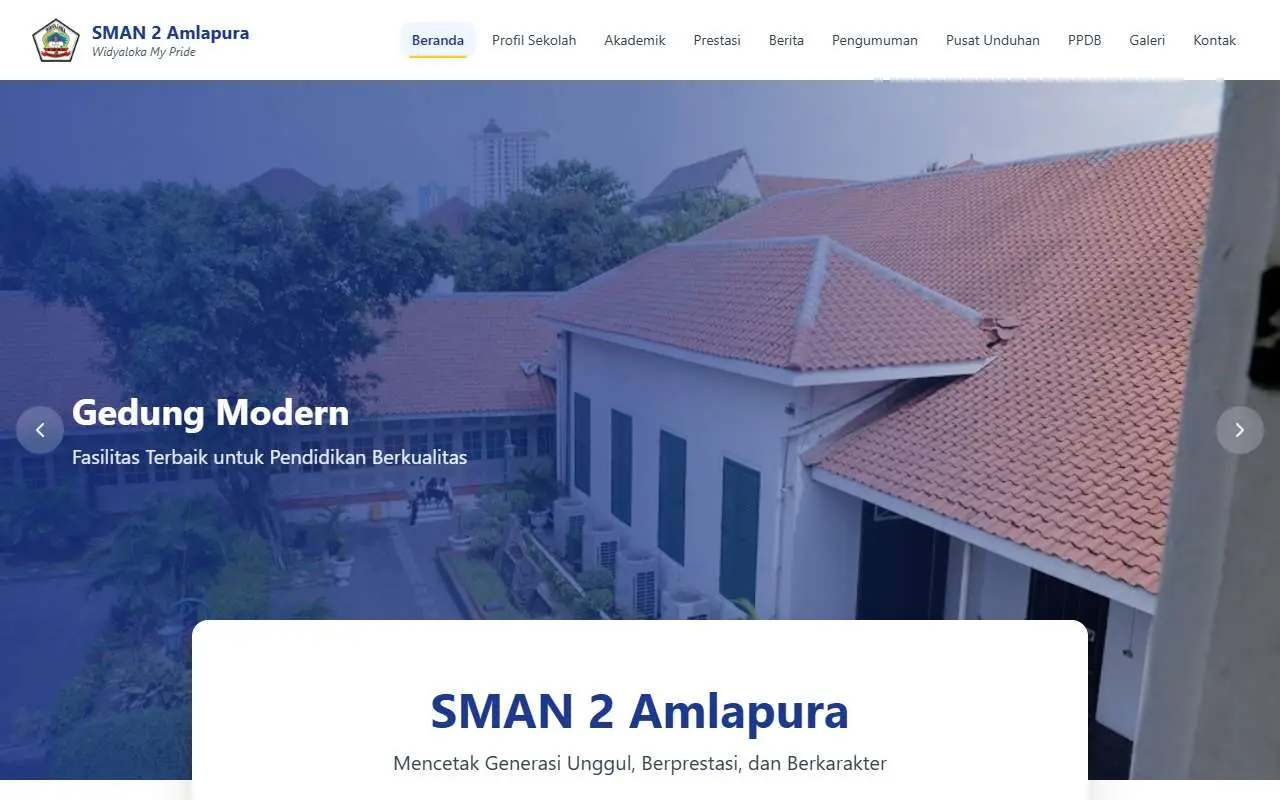 Tampilan website resmi SMA Negeri 2 Amlapura (sman2amlapura.sch.id)