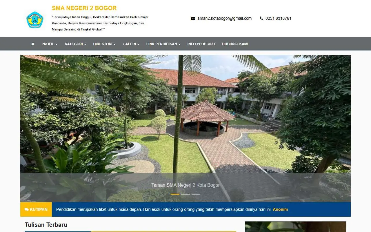 Tampilan website resmi SMA Negeri 2 Bogor (sman2kotabogor.sch.id)