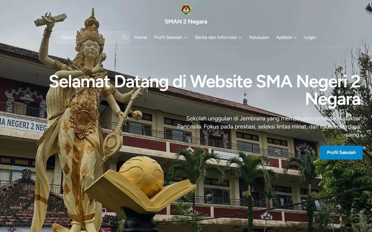 Tampilan website resmi SMA Negeri 2 Negara (sman2negara.sch.id)