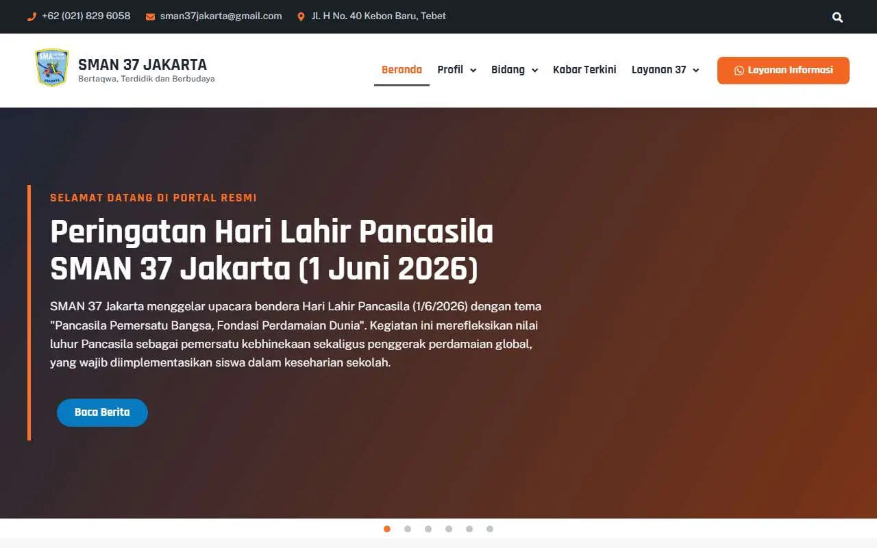 Tampilan website resmi SMA Negeri 37 Jakarta (sman37.sch.id)