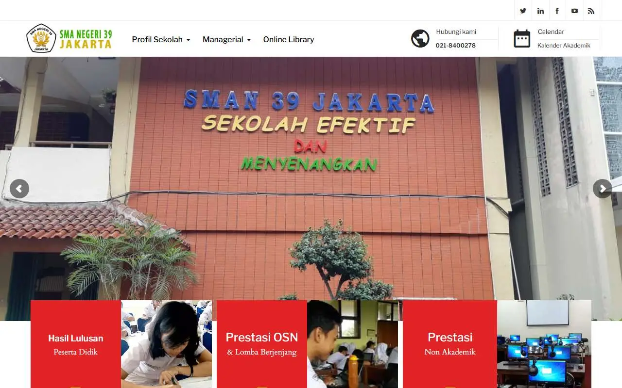 Tampilan website resmi SMA Negeri 39 Jakarta (sman39jkt.sch.id)
