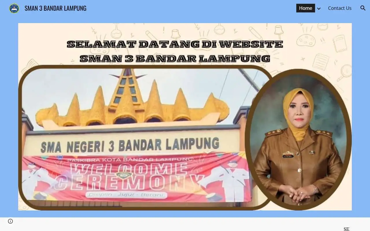 Tampilan website resmi SMA Negeri 3 Bandar Lampung (sman3bandarlampung.sch.id)