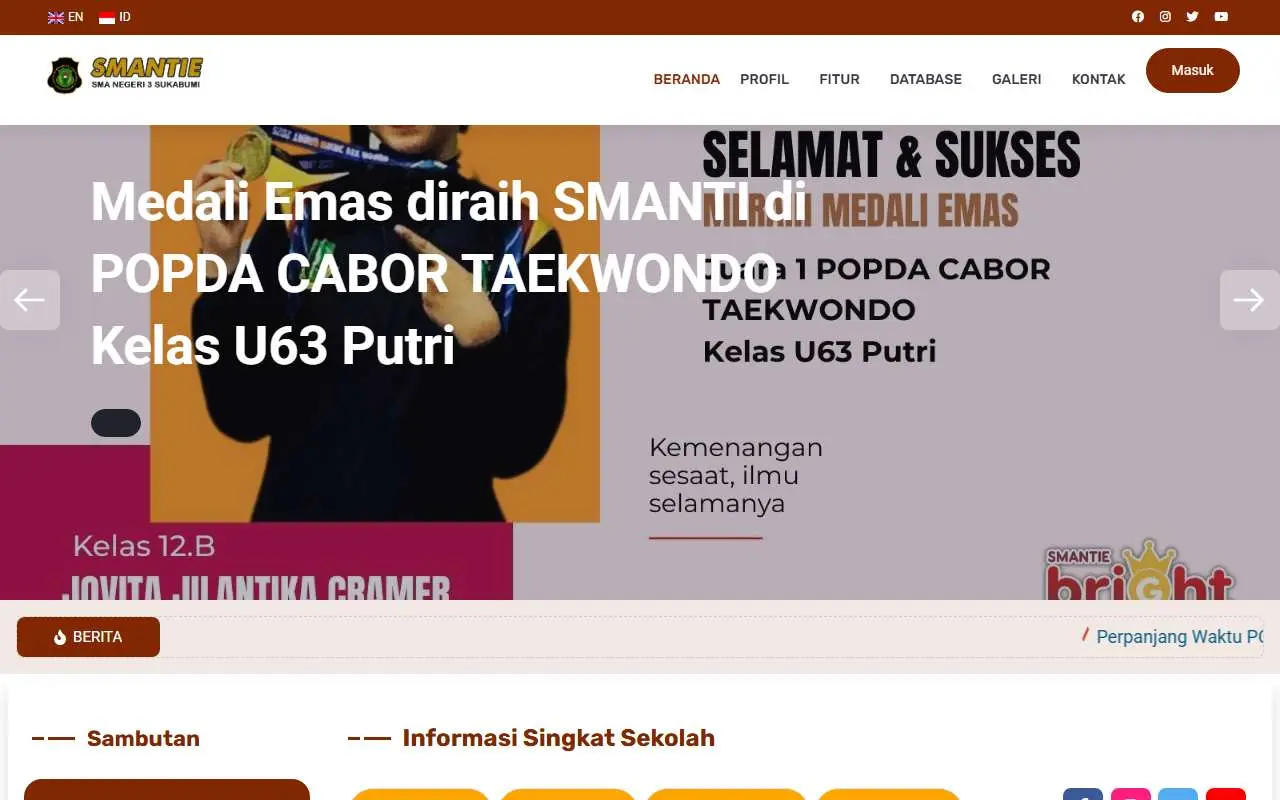Tampilan website resmi SMA Negeri 3 Sukabumi (sman3kotasukabumi.sch.id)