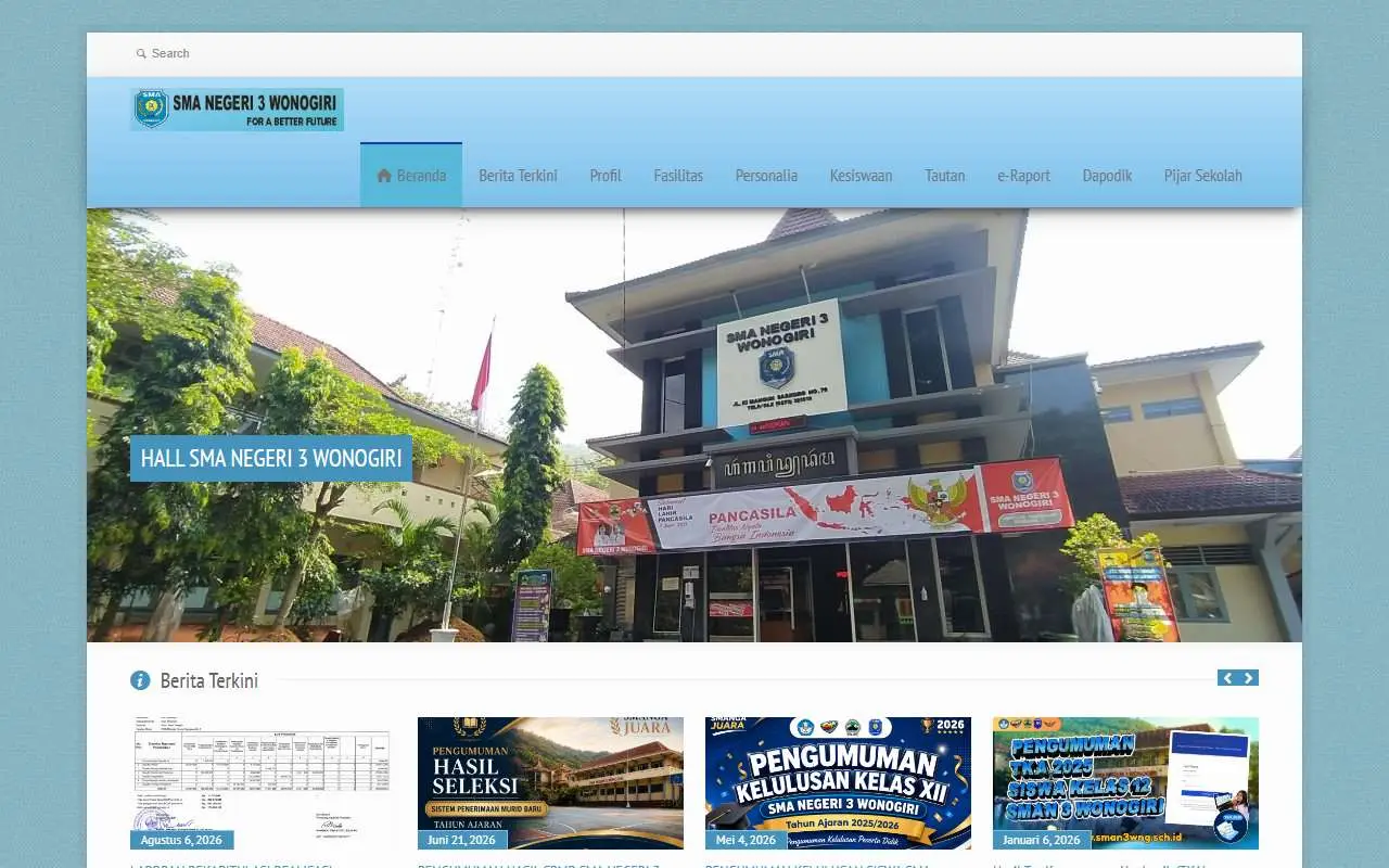 Tampilan website resmi SMA Negeri 3 Wonogiri (sman3wng.sch.id)