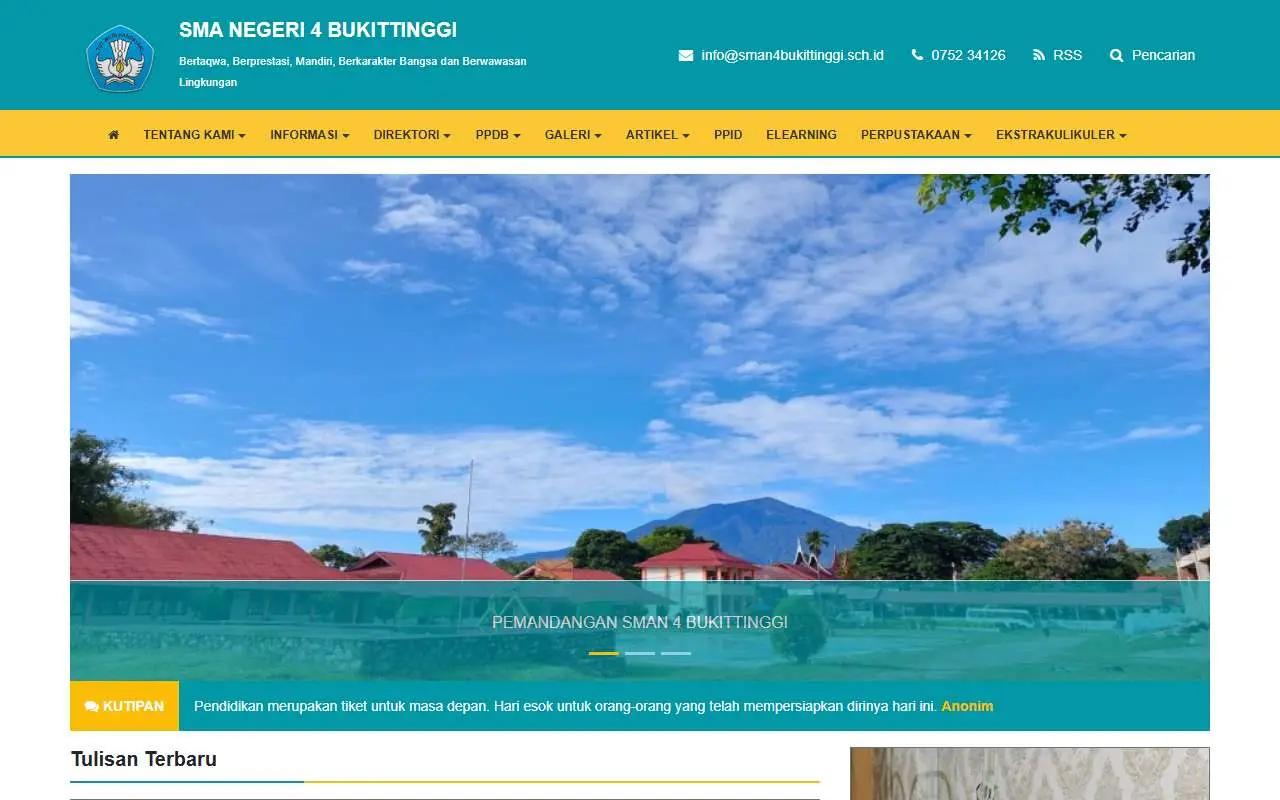 Tampilan website resmi SMA Negeri 4 Bukit Tinggi (sman4bukittinggi.sch.id)
